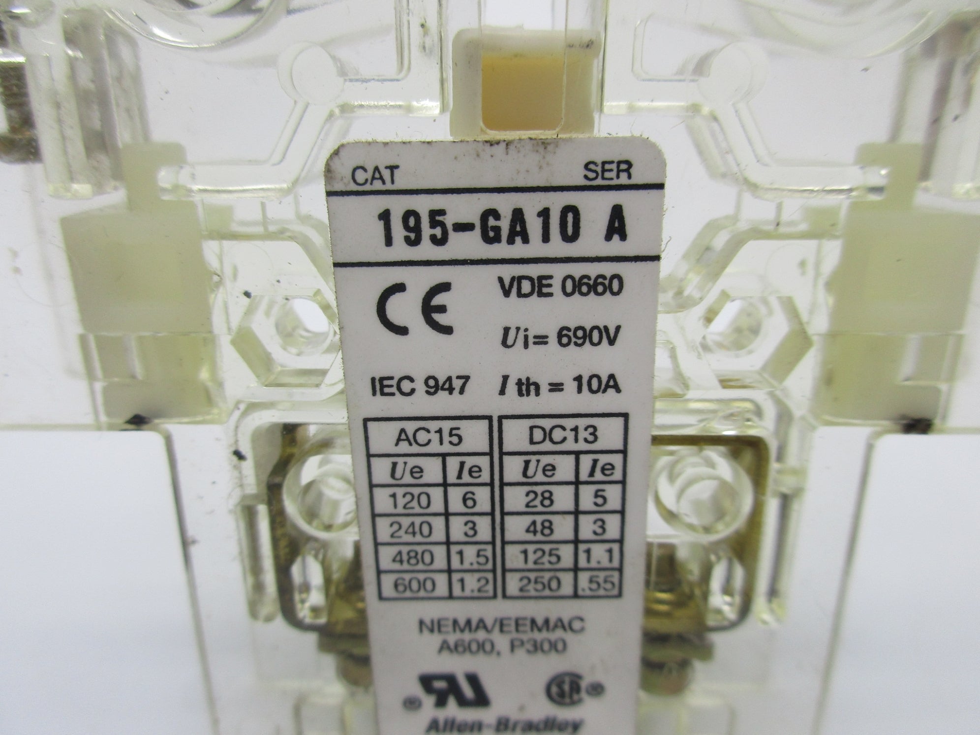 ALLEN BRADLEY 195-GA10 SER. A UNMP