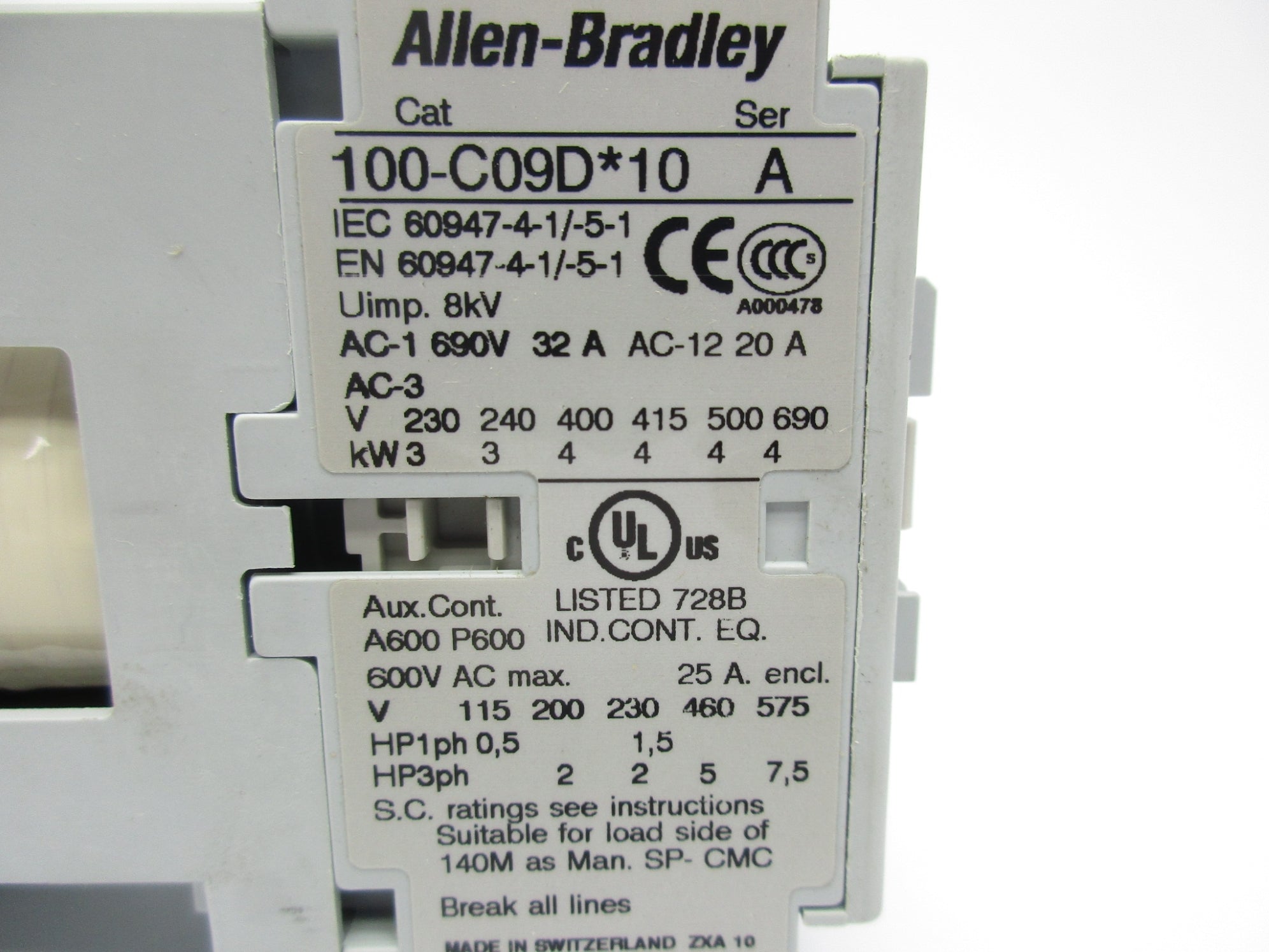 ALLEN BRADLEY 100-C09DJ10 SER. A 24VDC 32A NSNP