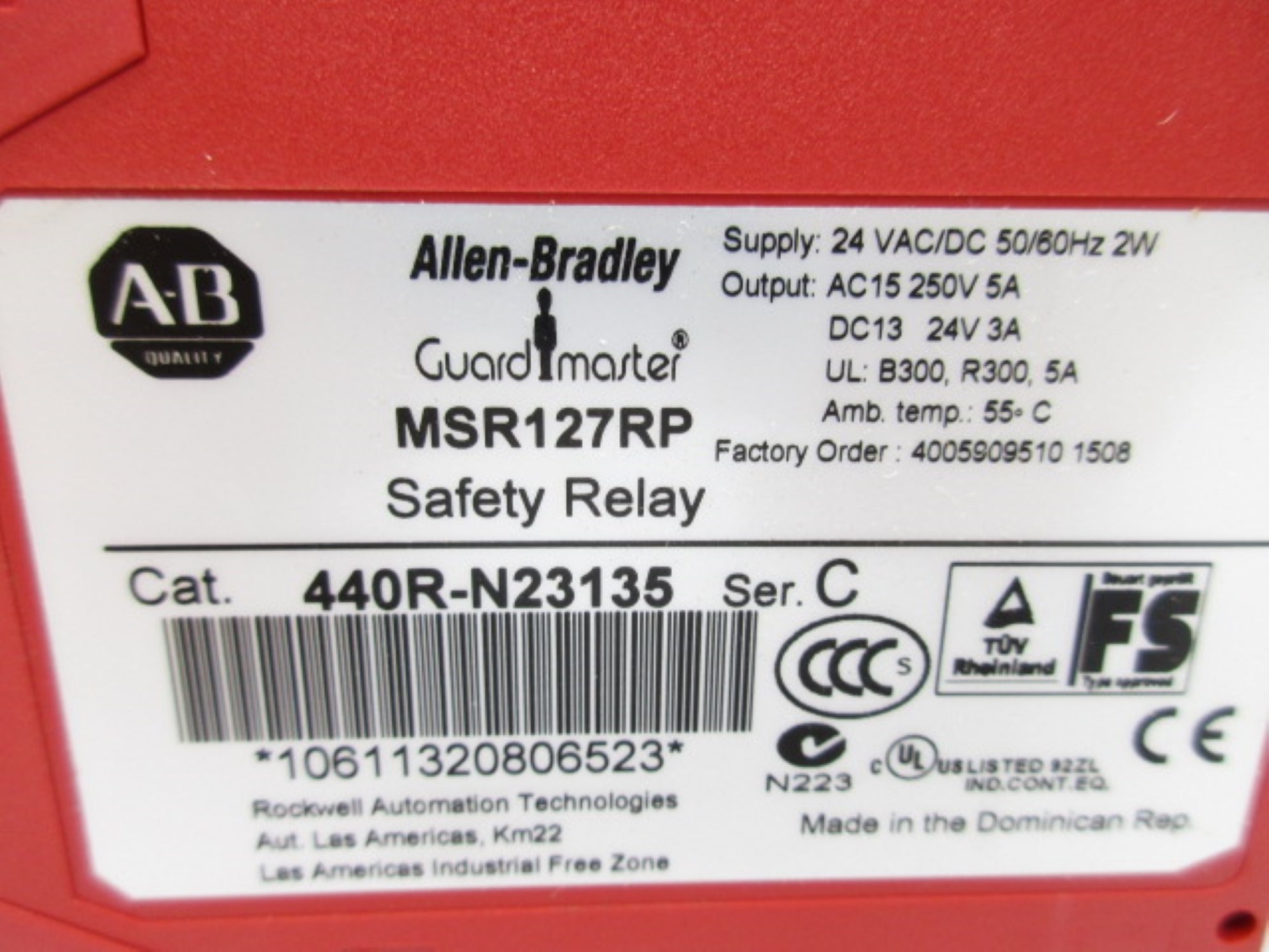 INDUSTRIAL SPARE PART 440R-N23135 SER. C 24VAC/DC 5A (WH) NSMP
