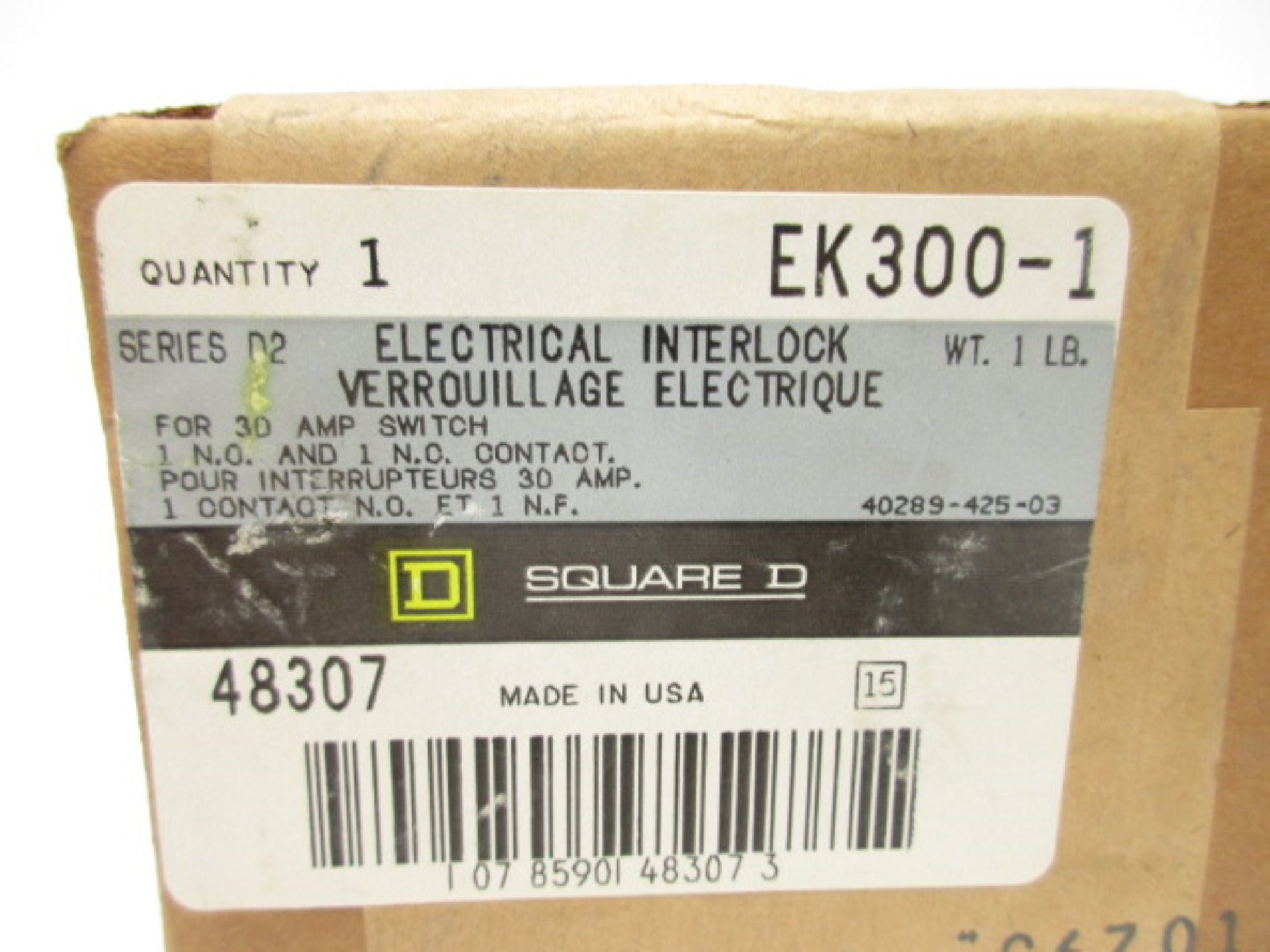 SQUARE D EK3001 SER. D2 NSFS