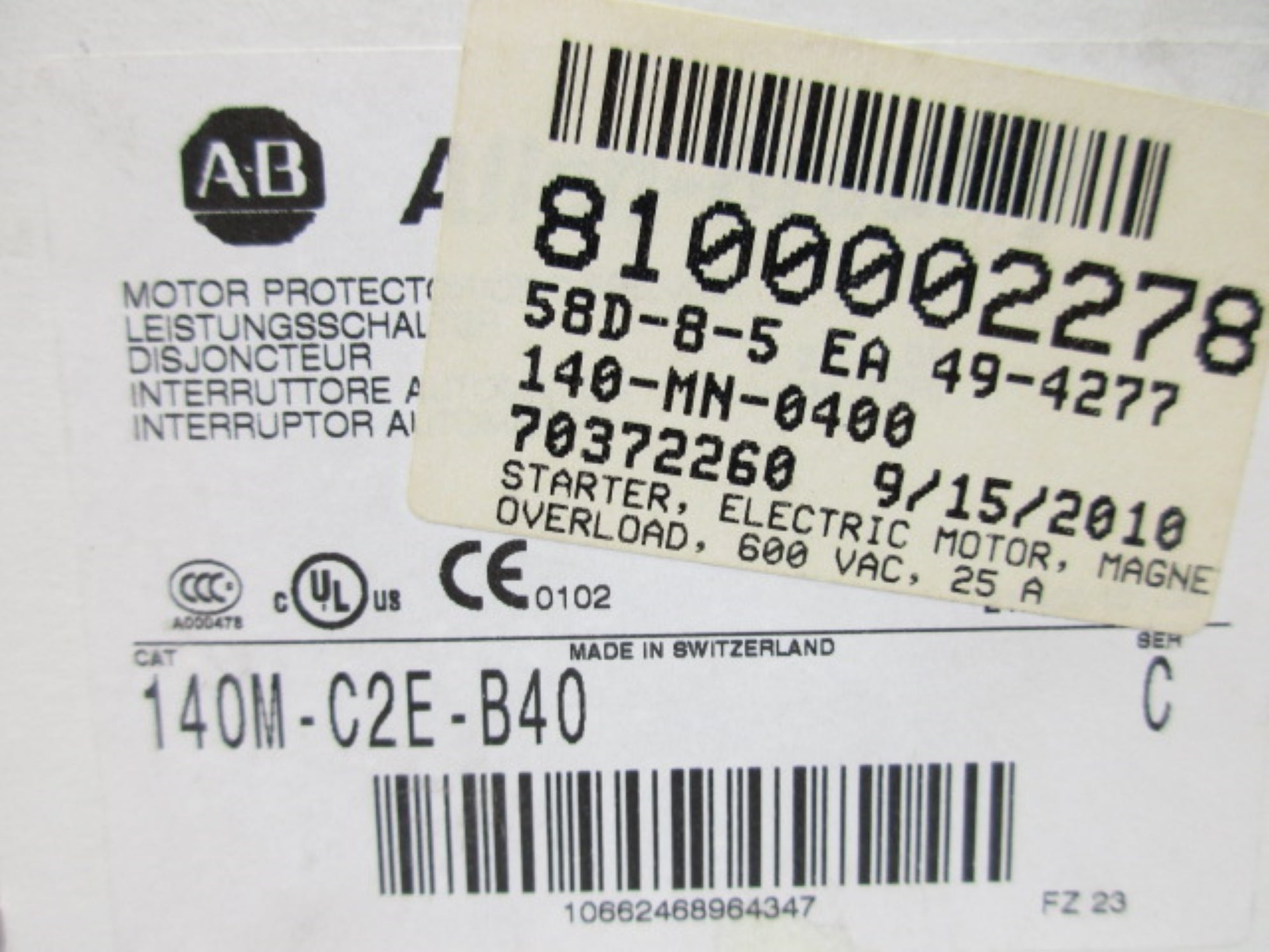 ALLEN BRADLEY 800T-U19 SER. Q 300VAC/DC (WH) NSMP