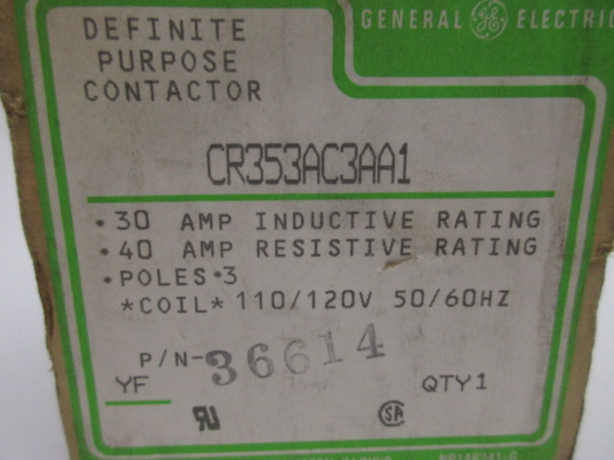 GENERAL ELECTRIC CR353AC3AA1 110/120V NSMP