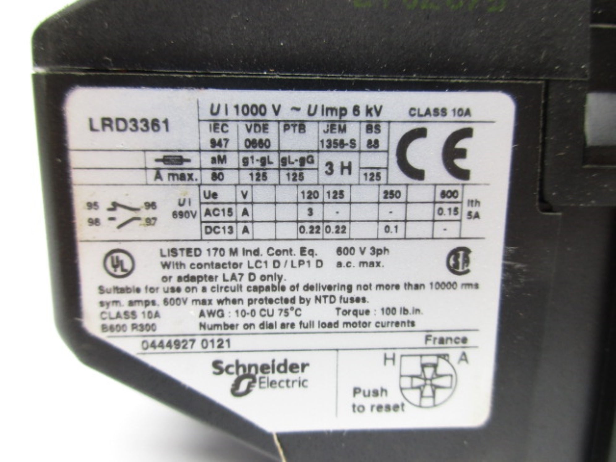 TELEMECANIQUE LRD3361 55-70A 600V NSMP