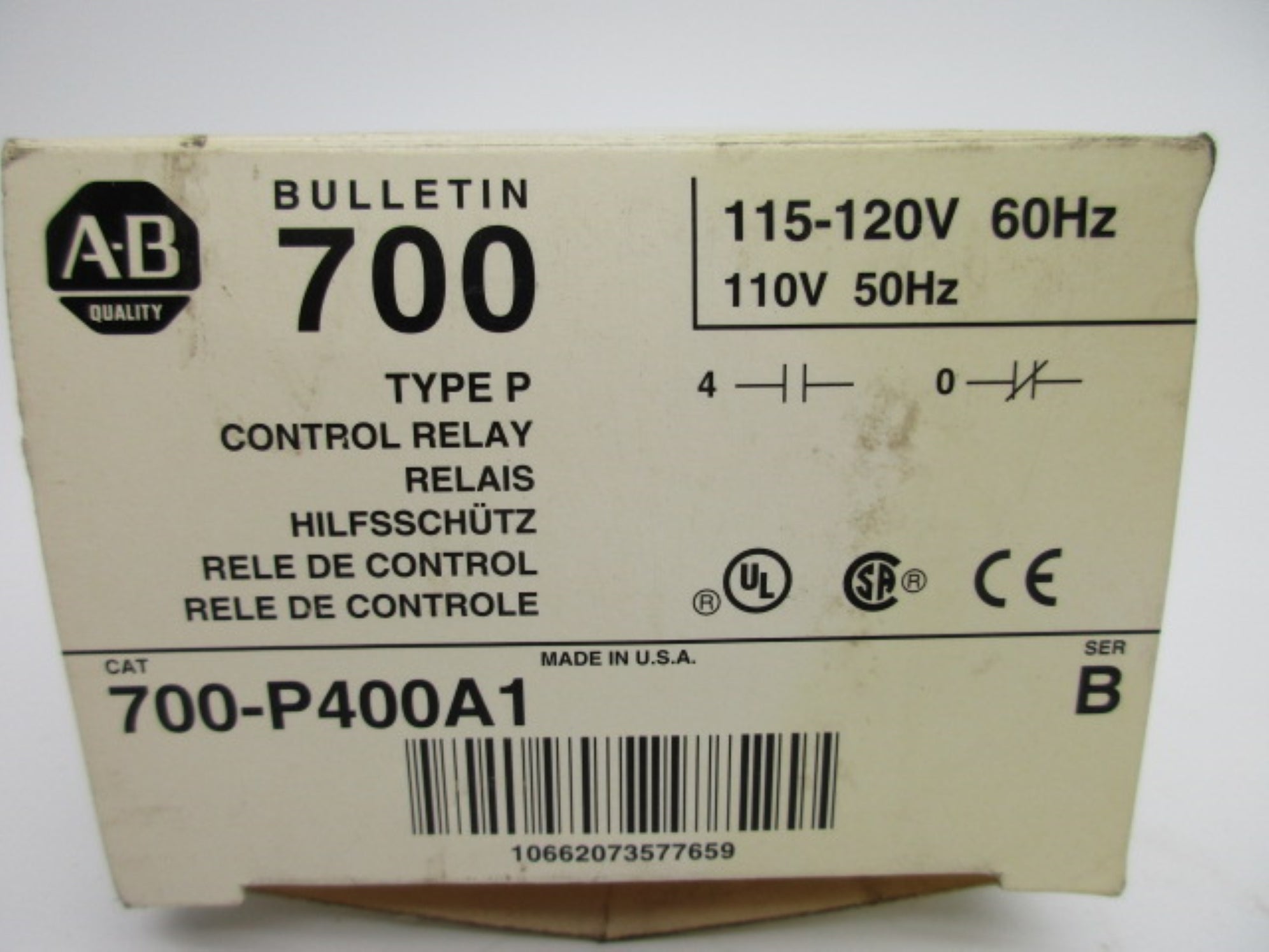 ALLEN BRADLEY 700-P400A1 SER. B 110-120V (WH) NSMP