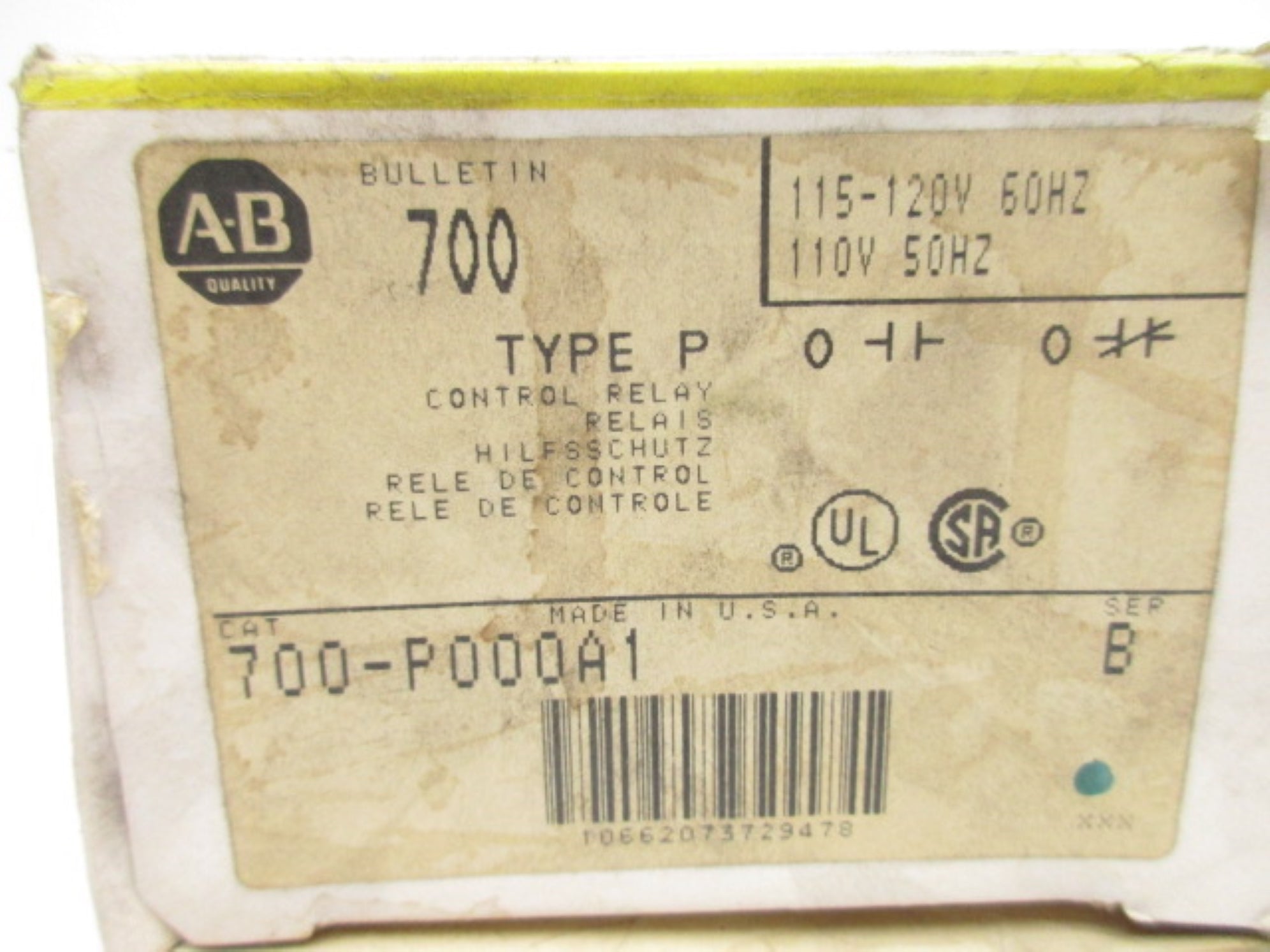 INDUSTRIAL SPARE PART 700-P000A1 SER. B 120V 60A (BK/YL) NSMP