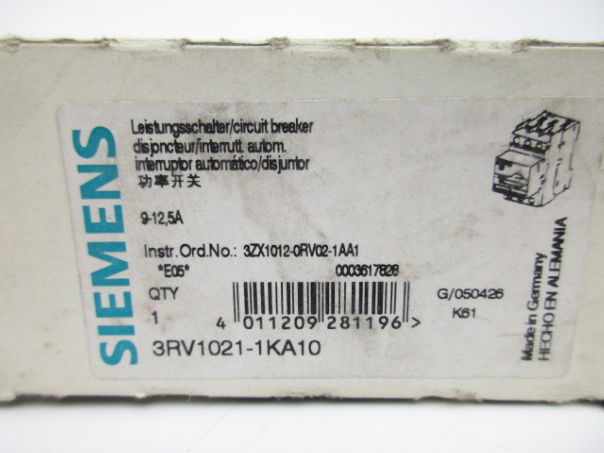 SIEMENS 3RV1021-1KA10 9-12.5A 600V NSMP