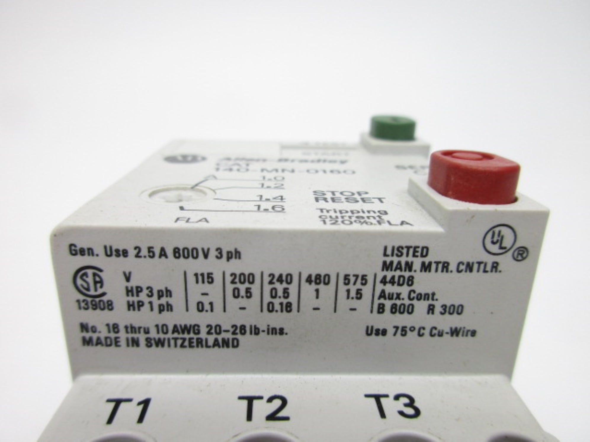 ALLEN BRADLEY 140-MN-0160 SER. C 1.0-1.6A 600V NSNP