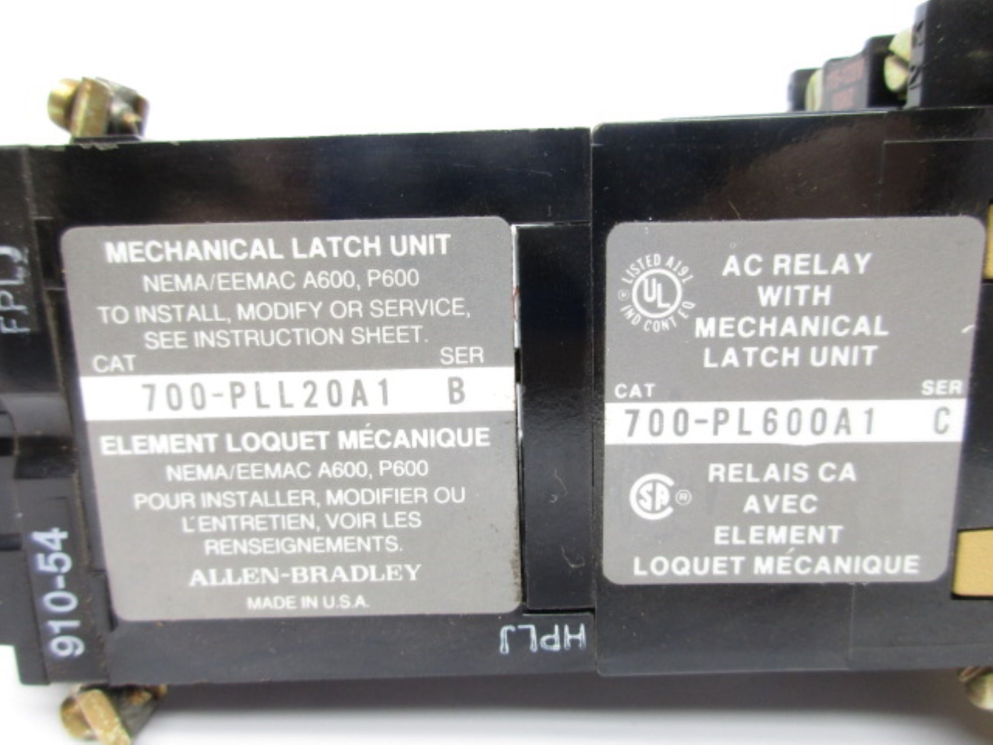 ALLEN BRADLEY 700-PL600A1 SER. C 120V NSNP
