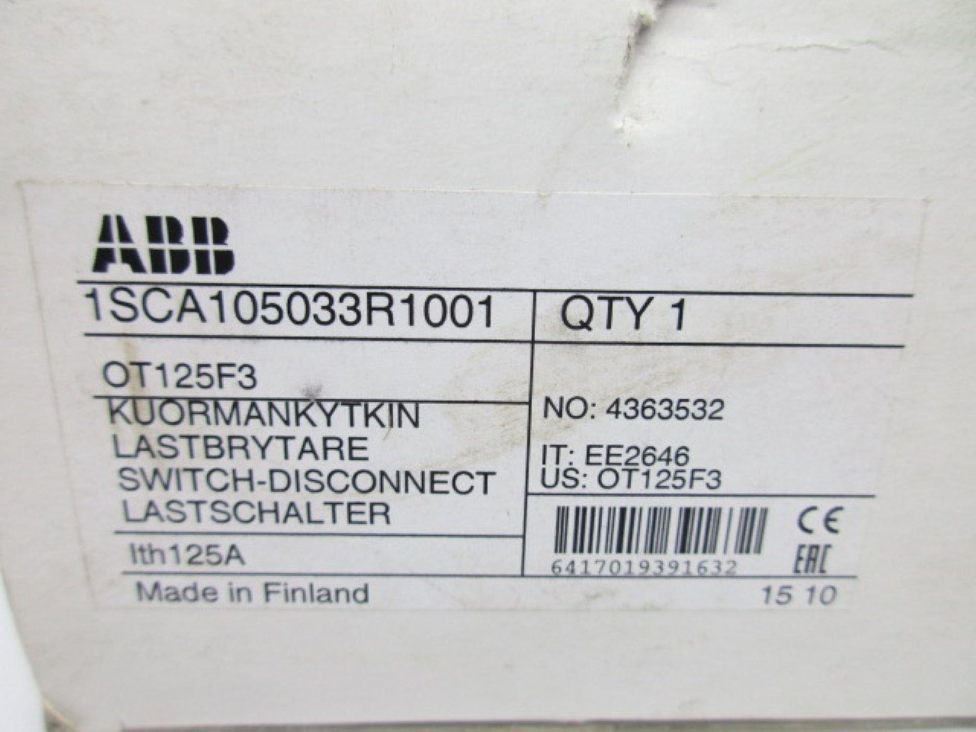 ABB 1SCA105033R1001 OT125F3 NSMP