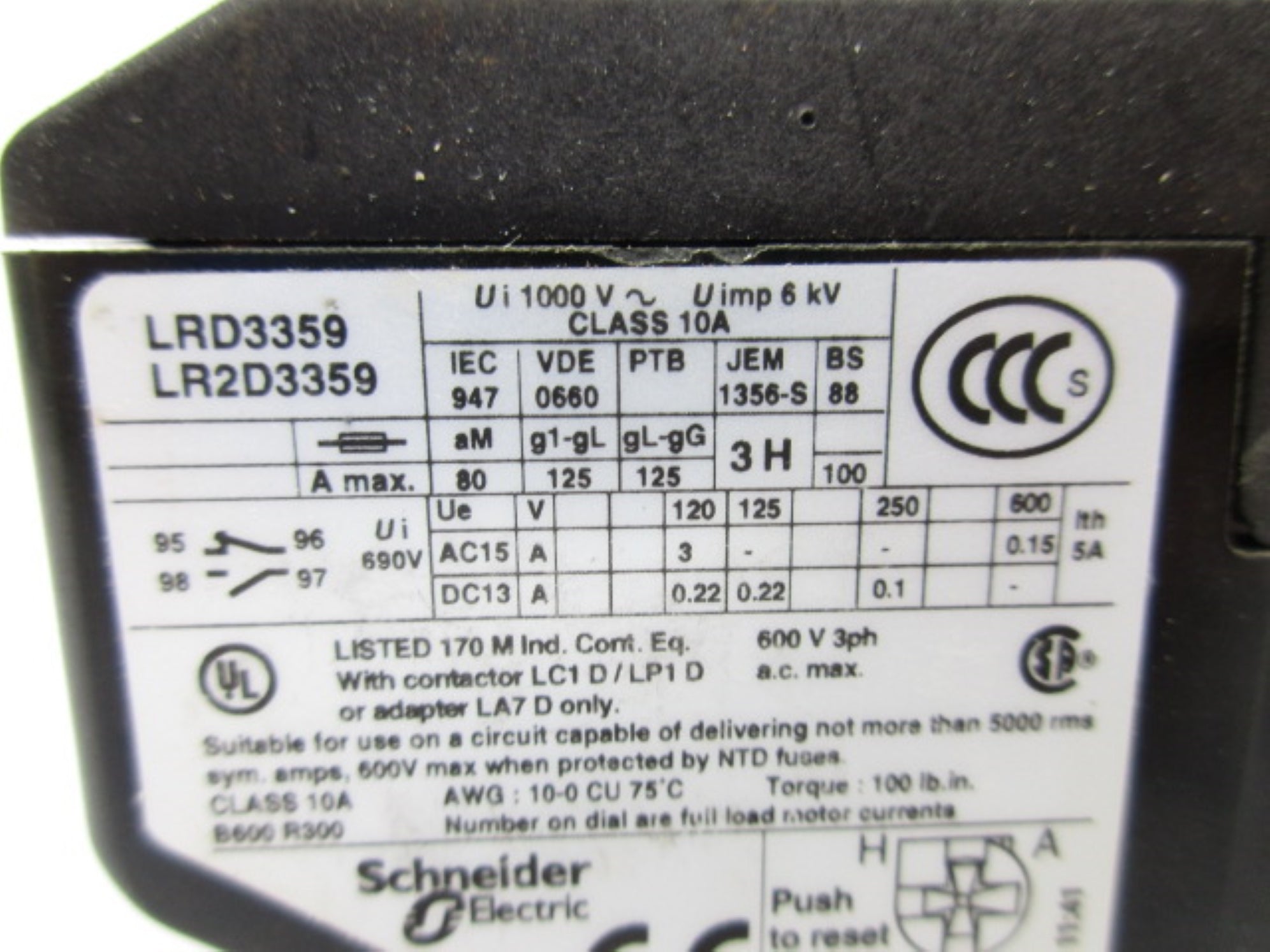 TELEMECANIQUE LRD3359 48-65A 600V NSMP