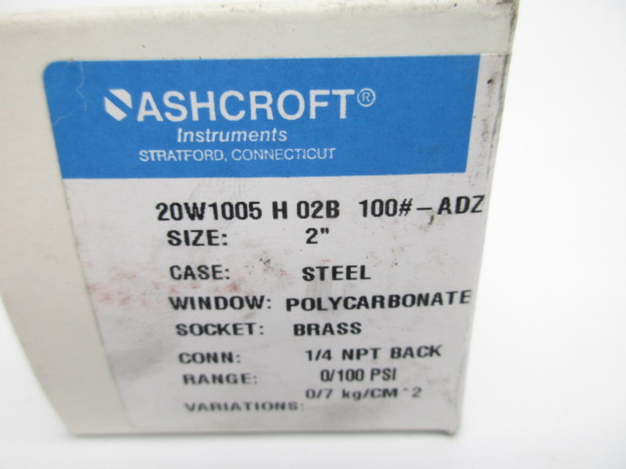 ASHCROFT 20W1005H02B-100#-ADZ NSMP