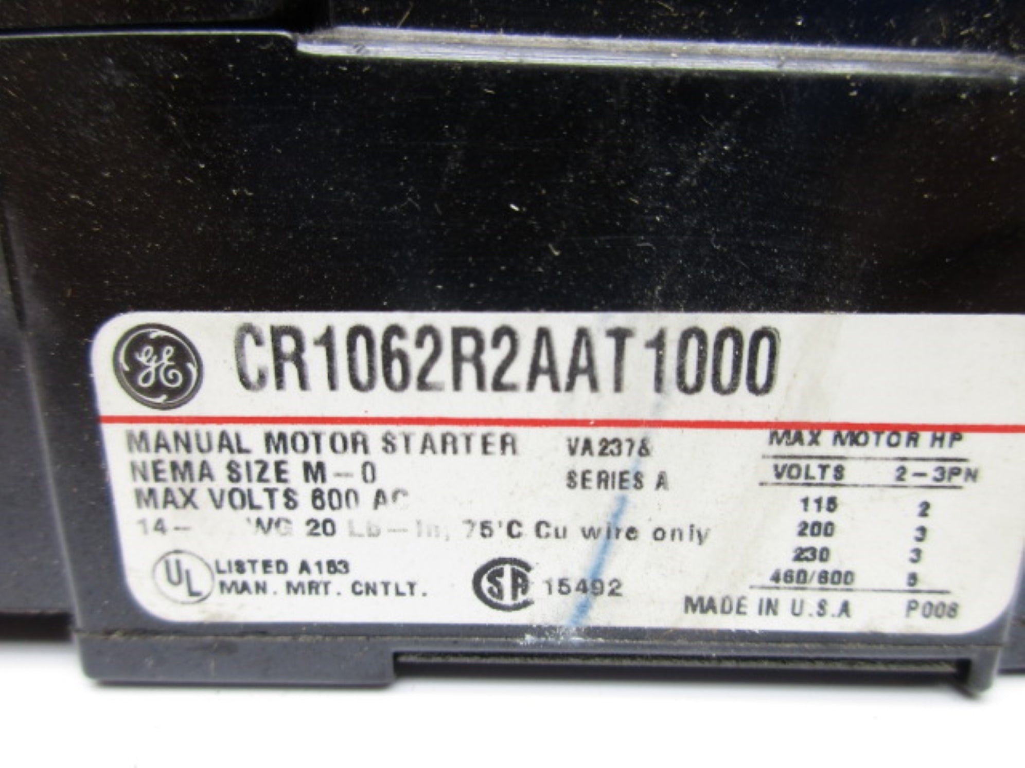 GENERAL ELECTRIC CR1062R2AAT1000 SER. A NSNP