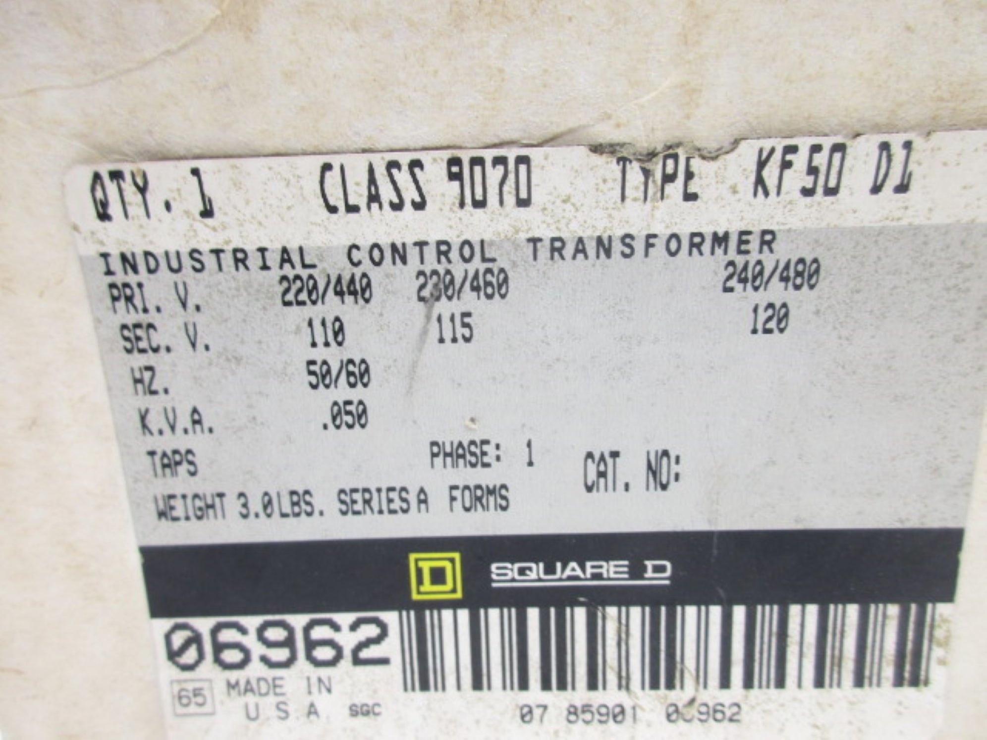 SQUARE D 9070KF50D1 SER. A NSMP