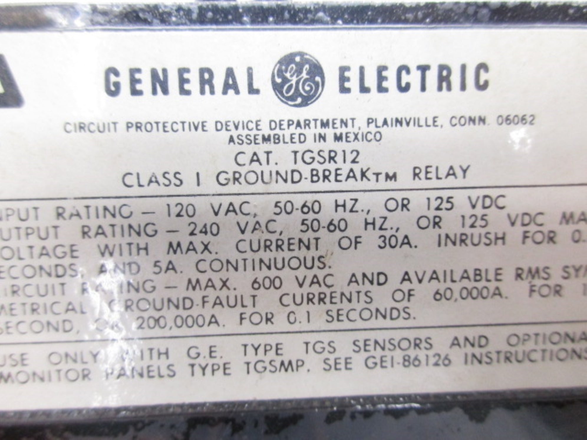GENERAL ELECTRIC TGSR12 NSMP