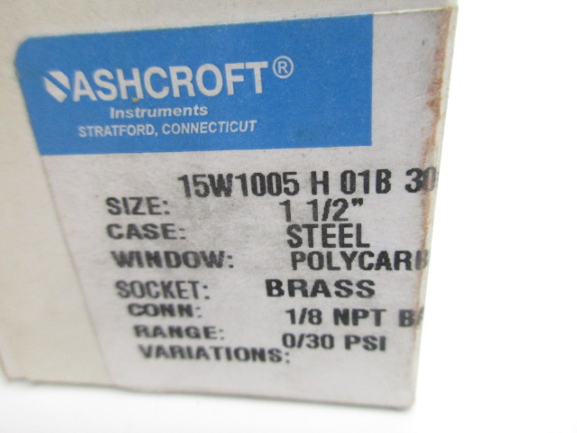 ASHCROFT 15W1005H01B30# NSMP