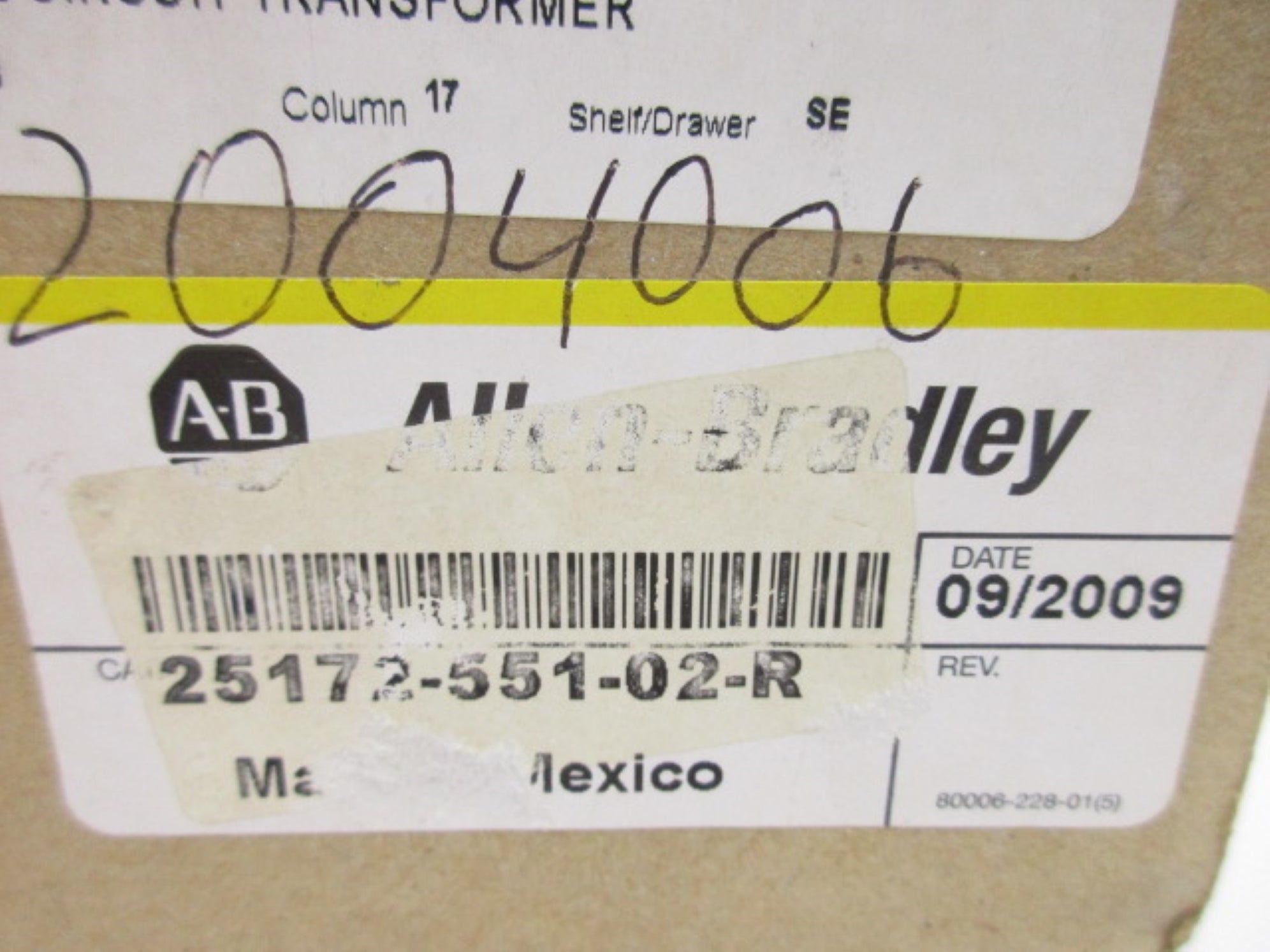 ALLEN BRADLEY 25172-551-02-R DATE: 2009 (BR/YL) NSFS