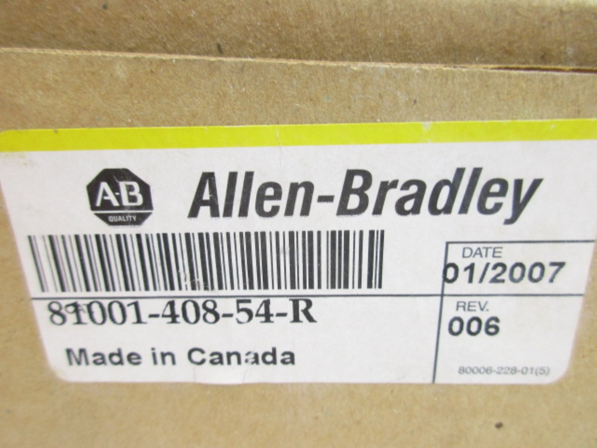 INDUSTRIAL SPARE PART 81001-408-54-R (BR/YL) NSMP
