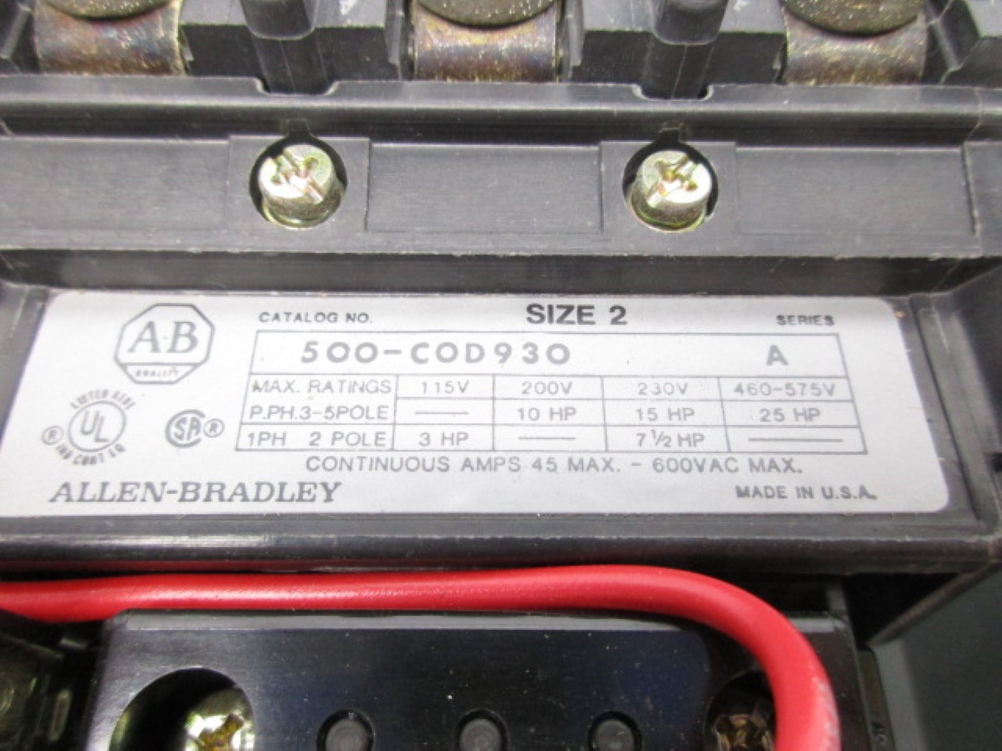INDUSTRIAL SPARE PART 500-CAD930 SER. A 110/120V NSNP