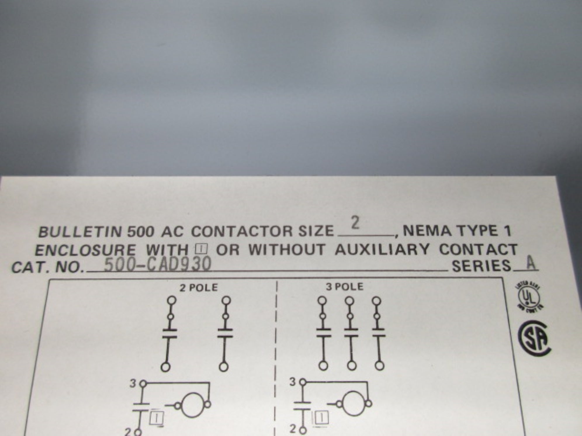 INDUSTRIAL SPARE PART 500-CAD930 SER. A 110/120V NSNP