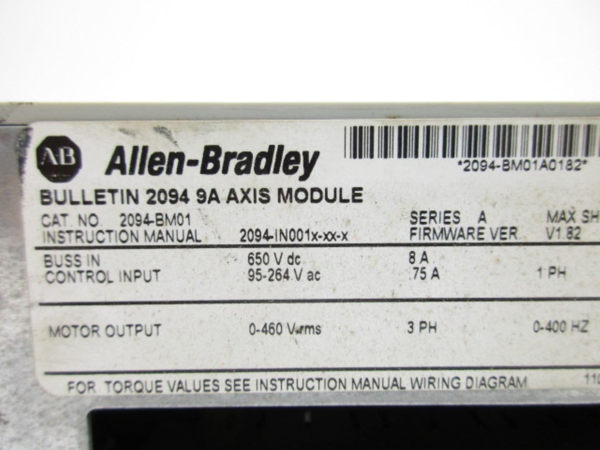 ALLEN BRADLEY 2094-BM01 SER. A F/W V1.82 UNMP