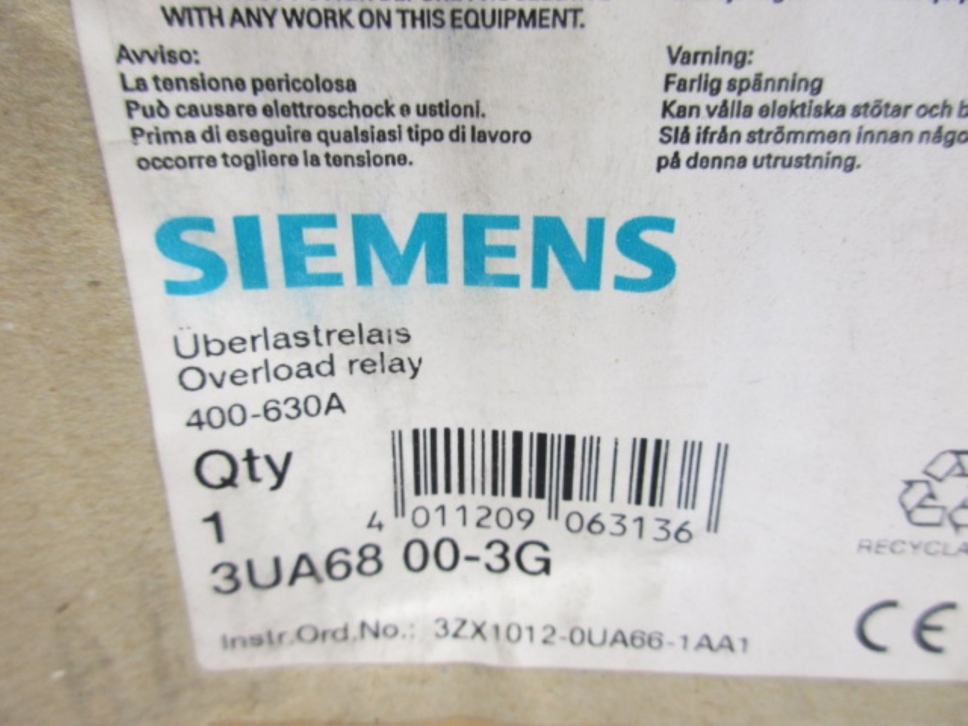 SIEMENS 3UA6800-3G 400-630A 600VAC NSMP