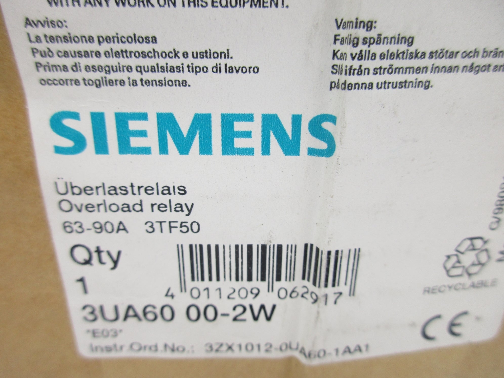 SIEMENS 3UA6000-2W 63-90A NSFS