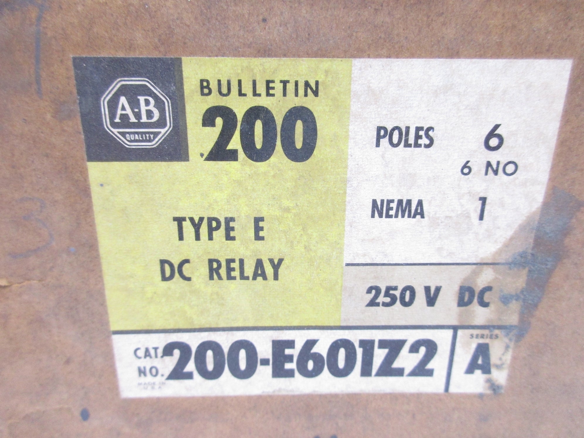 INDUSTRIAL SPARE PART 200-E601Z2 SER. A 250VDC (BR/YL) NSMP