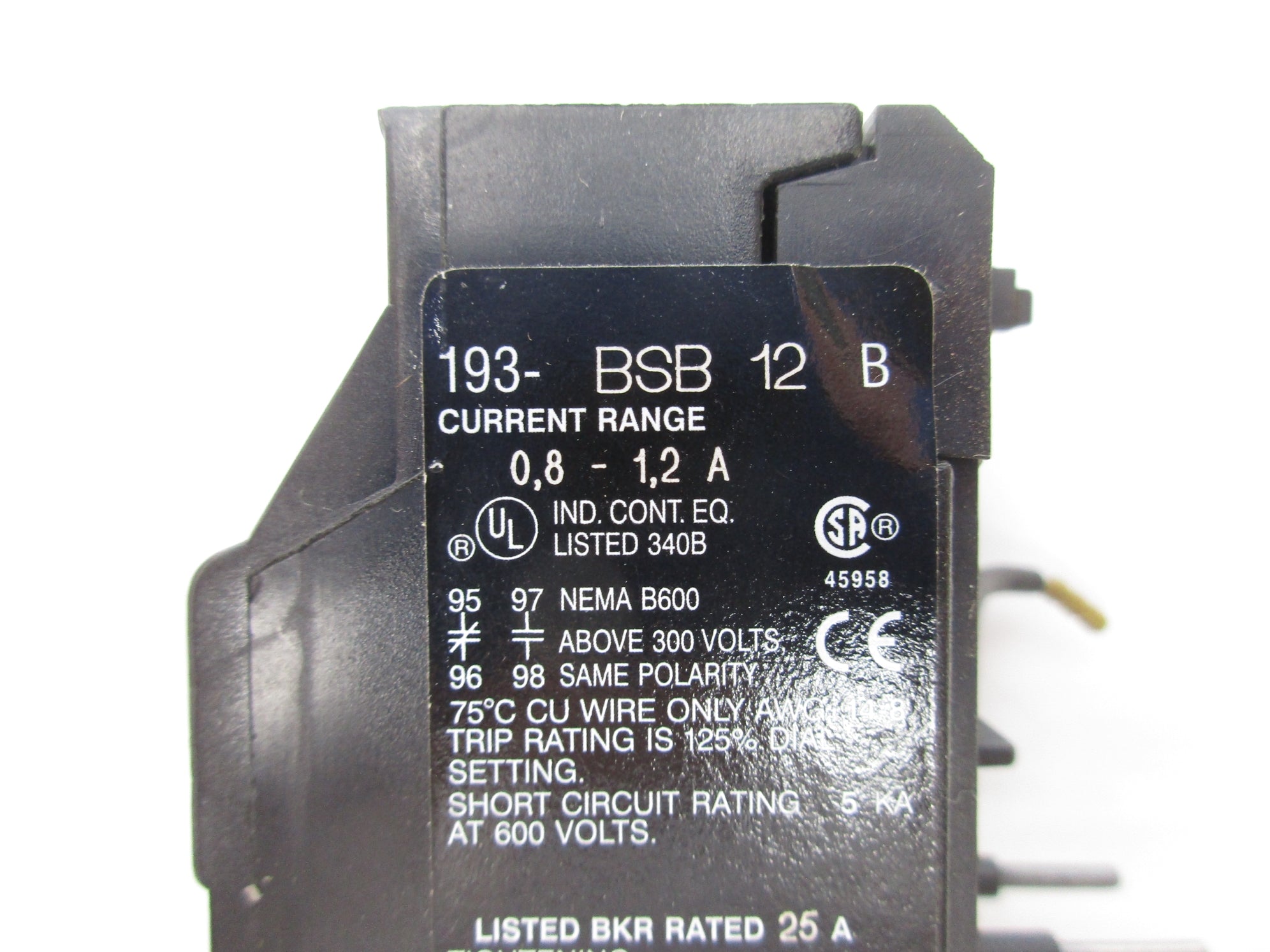 INDUSTRIAL SPARE PART 193-BSB12 SER. B 600V 0,8-1,2A UNMP