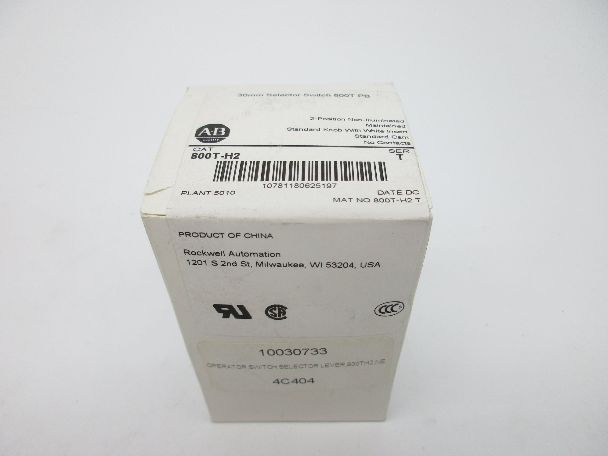 ALLEN BRADLEY 800T-H2 SER. T (WH) NSFS