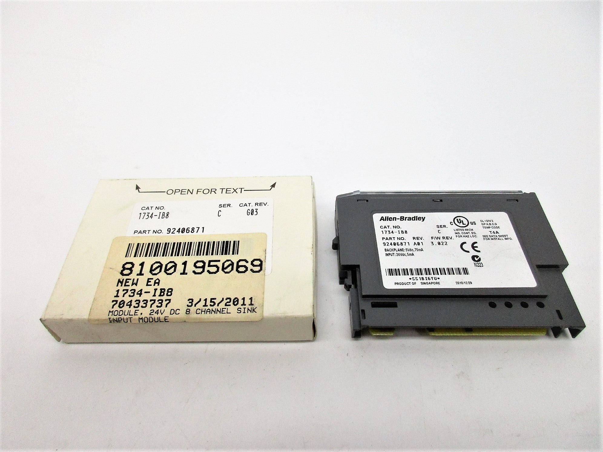 ALLEN BRADLEY 1734-IB8 SER. C F/W 3.022 24V (WH) NSMP
