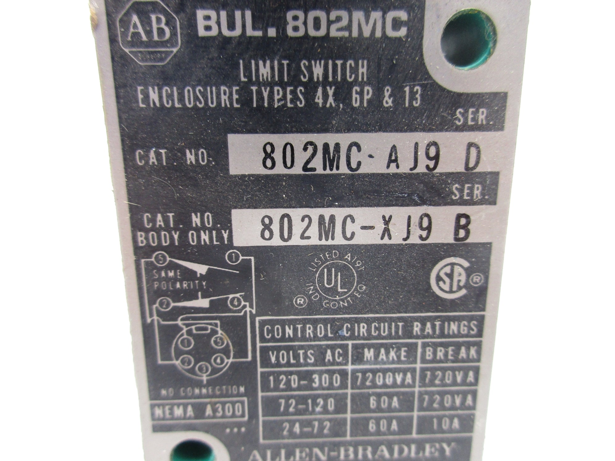 ALLEN BRADLEY 802MC-AJ9 SER. D NSNP