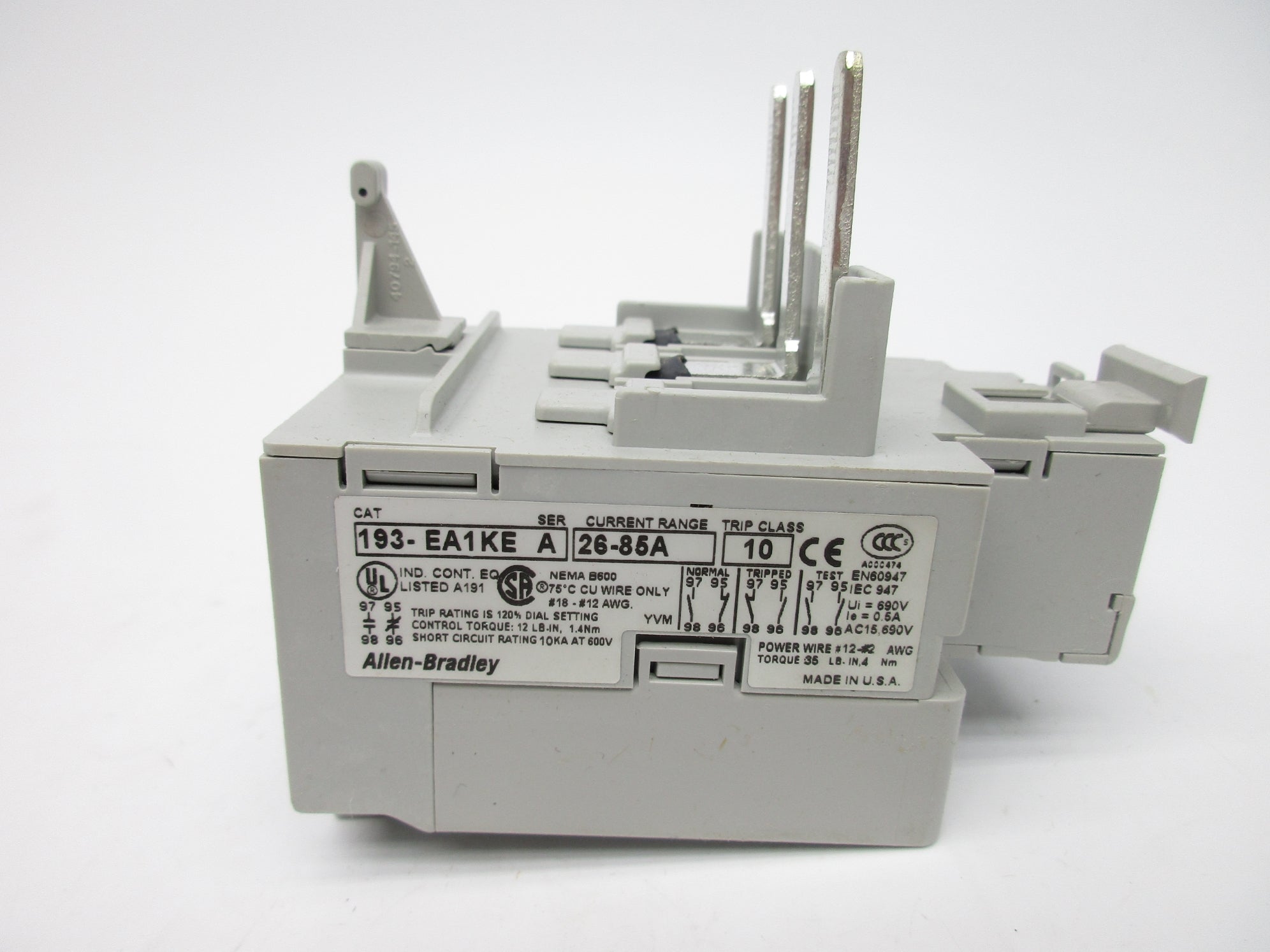 ALLEN BRADLEY 193-EA1KE SER. A 26-85A 600V (BR/WH) NSMP