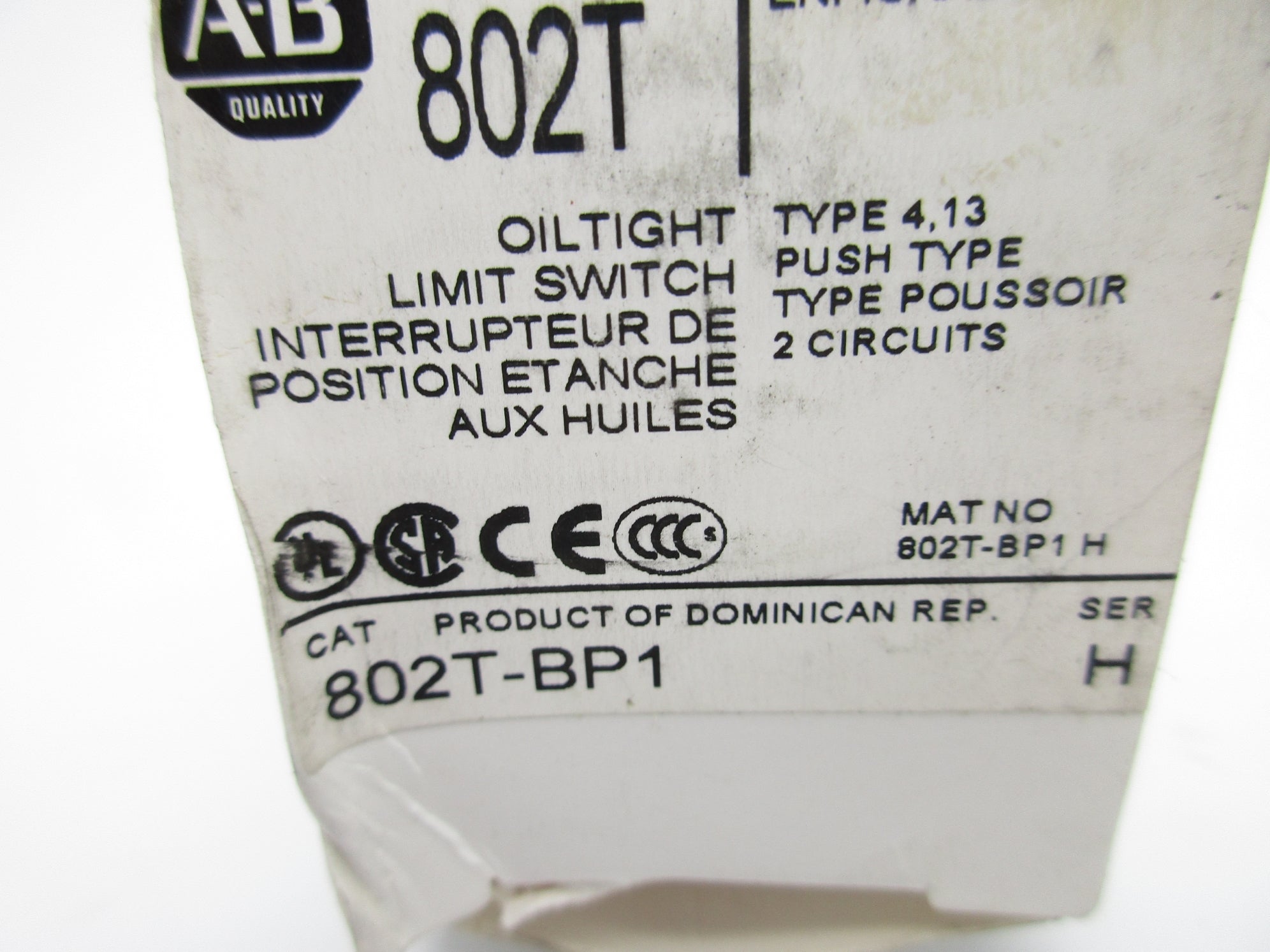 ALLEN BRADLEY 802T-BP1 SER. H (WH) NSMP