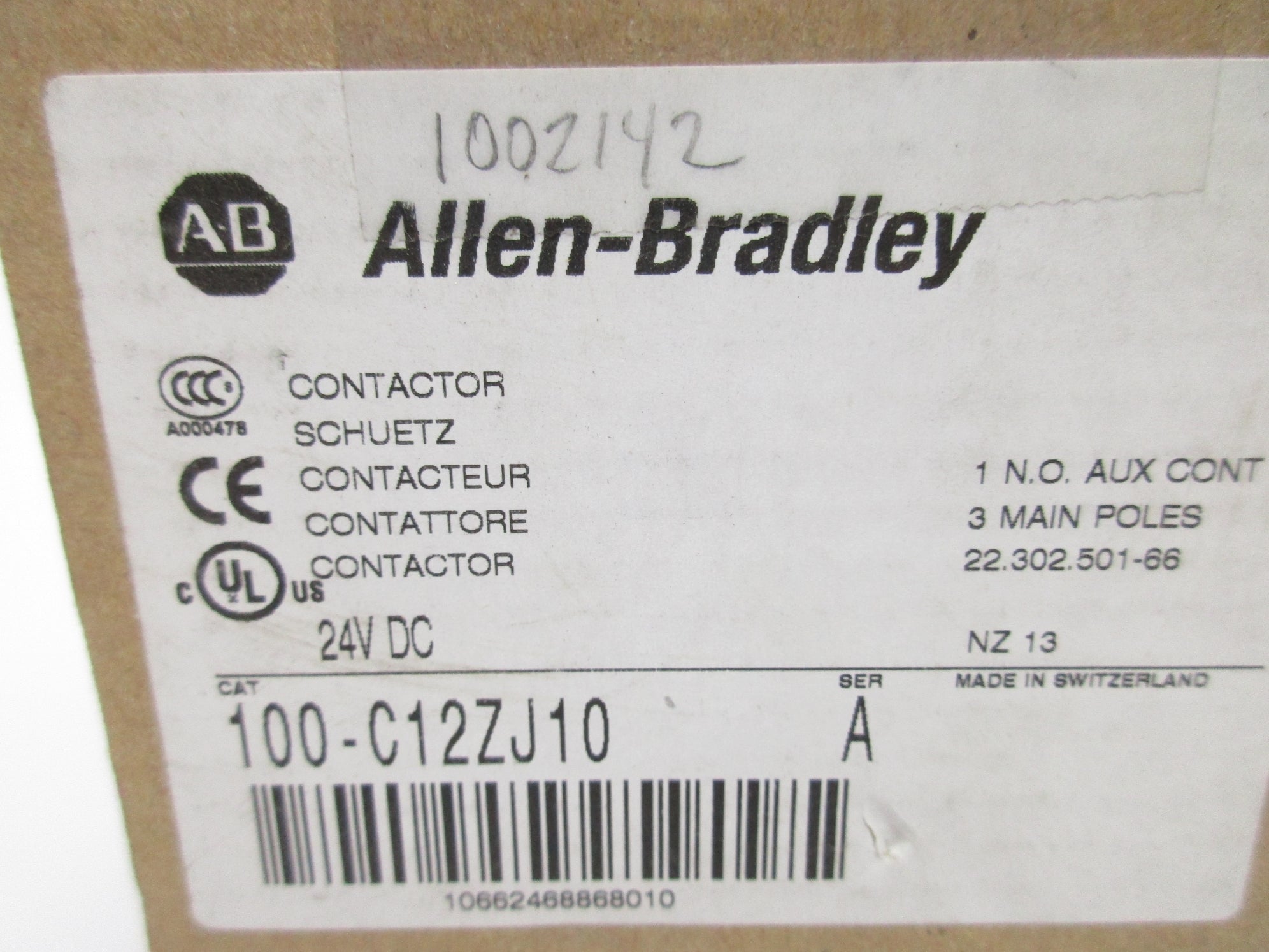 ALLEN BRADLEY 100-C12ZJ10 SER. A 24VDC (BR/WH) NSMP