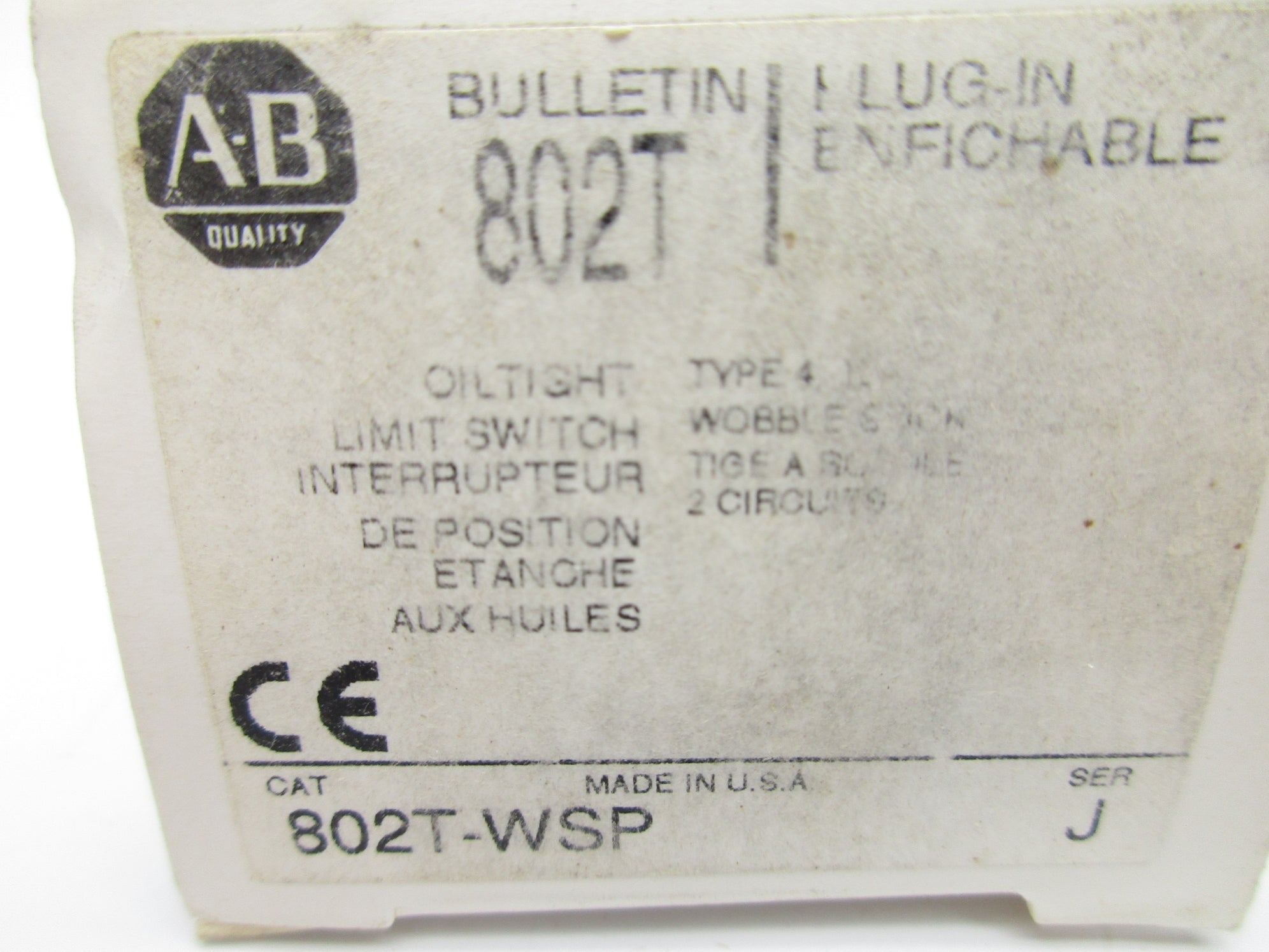 ALLEN BRADLEY 802T-WSP SER. J 600VAC 60A (WH) NSMP