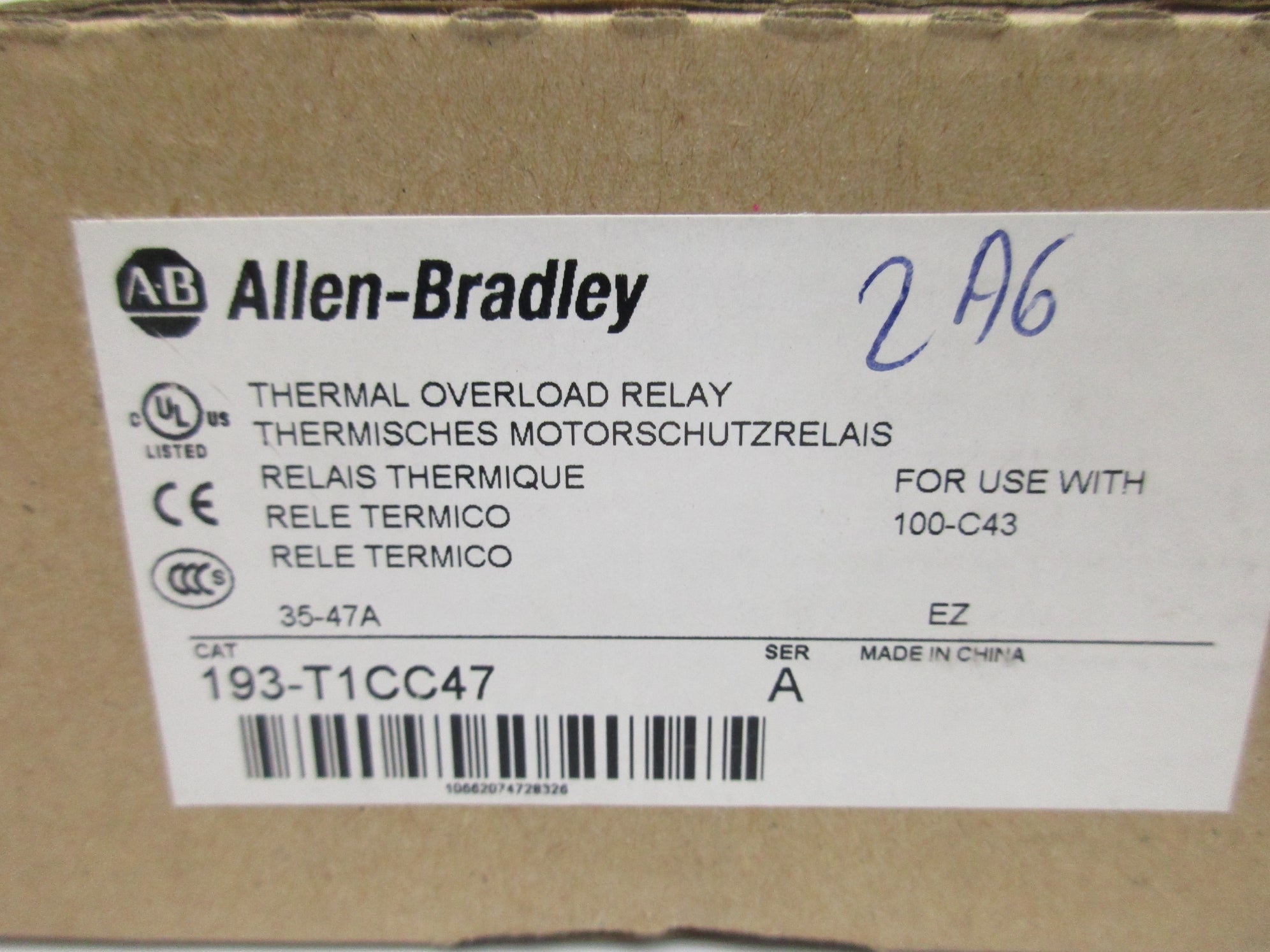 ALLEN BRADLEY 193-T1CC47 SER. A 35-47A (BR/WH) NSMP