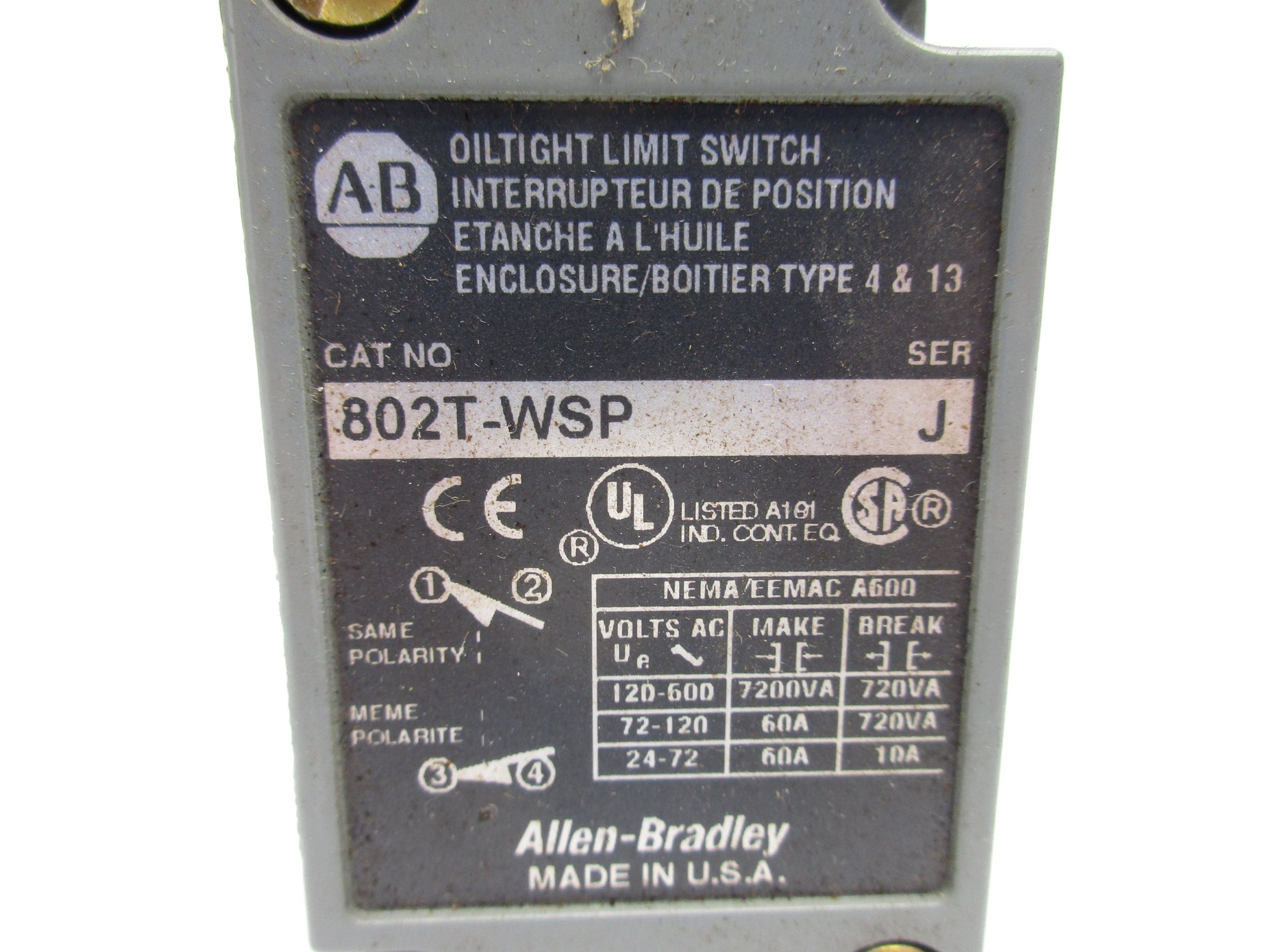 ALLEN BRADLEY 802T-WSP SER. J NSNP