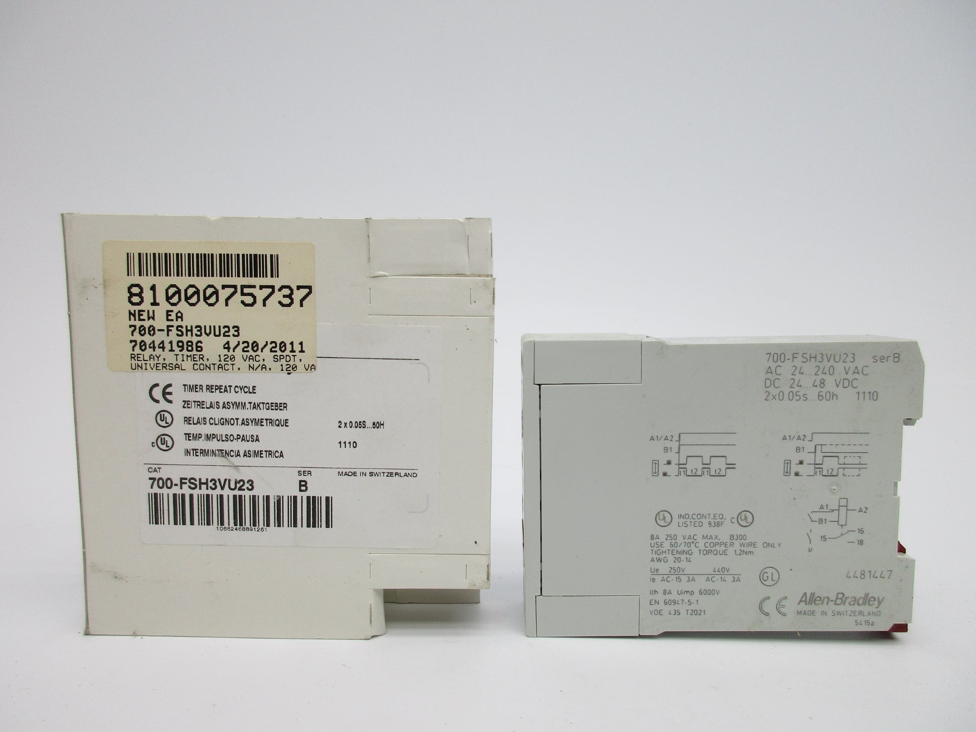 ALLEN BRADLEY 700-FSH3VU23 SER. B (WH) NSMP