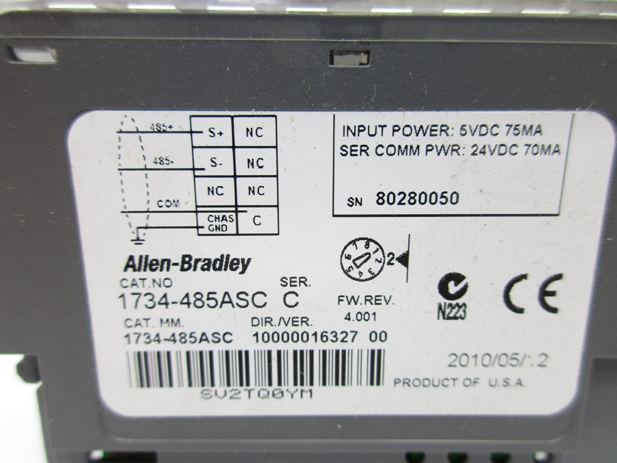 ALLEN BRADLEY 1734-485ASC SER. C F/W 4.001 NSMP