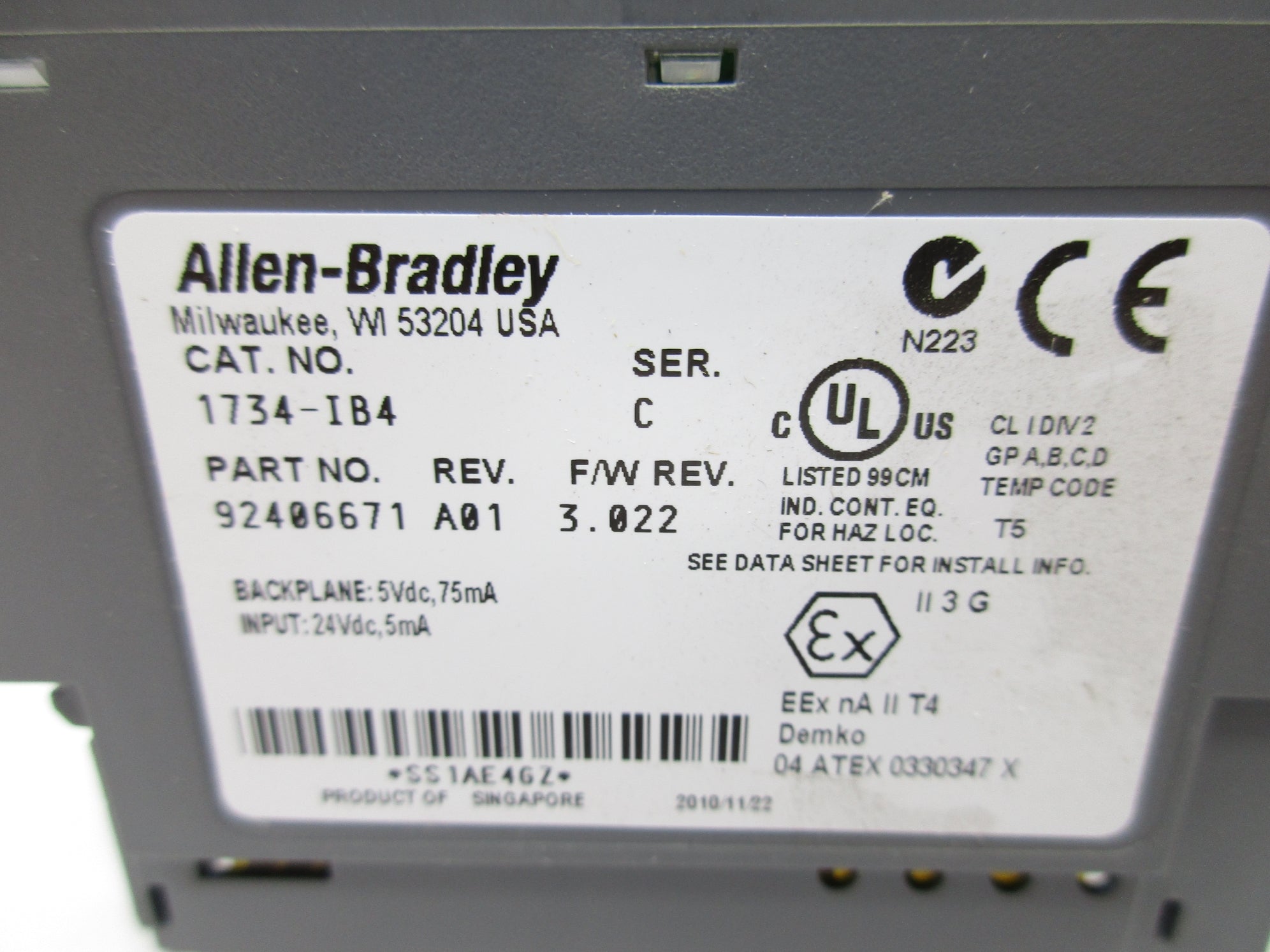 ALLEN BRADLEY 1734-IB4 SER. C F/W 3.022 NSMP