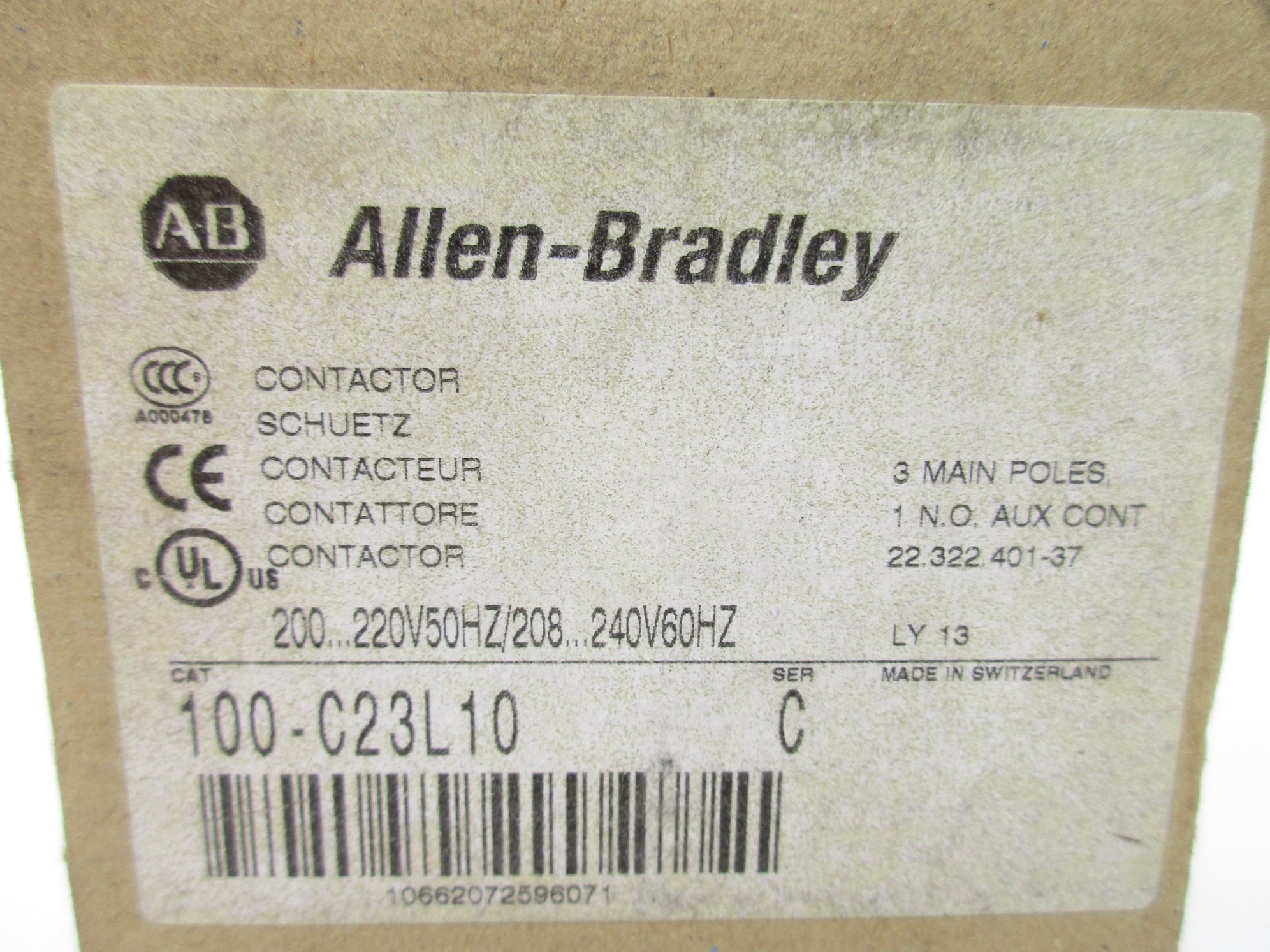ALLEN BRADLEY 100-C23L10 SER. C 200/220V 208/240V (BR/WH) NSMP