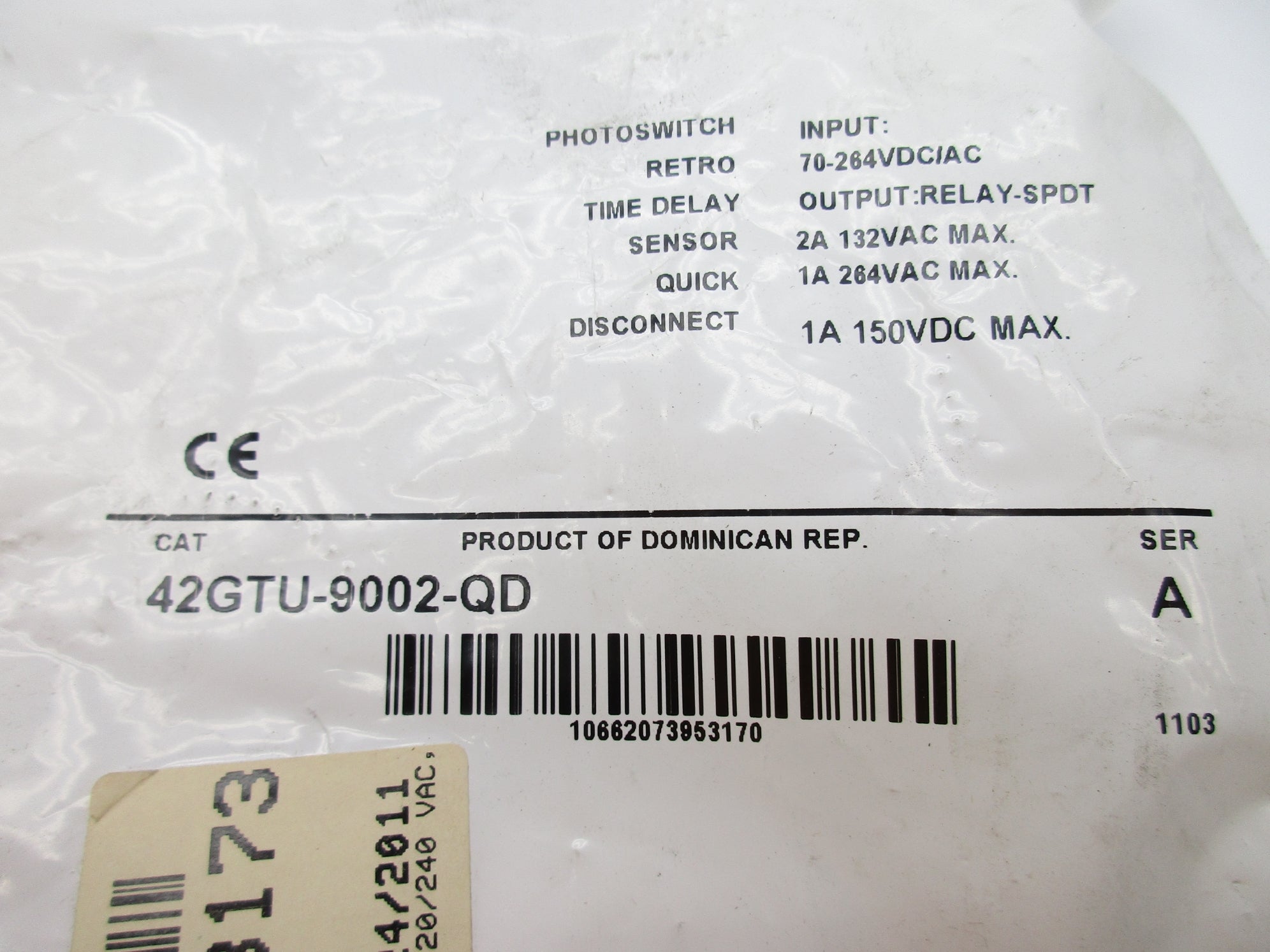 ALLEN BRADLEY 42GTU-9002-QD SER. A 70-264VDC/AC 1A NSMP