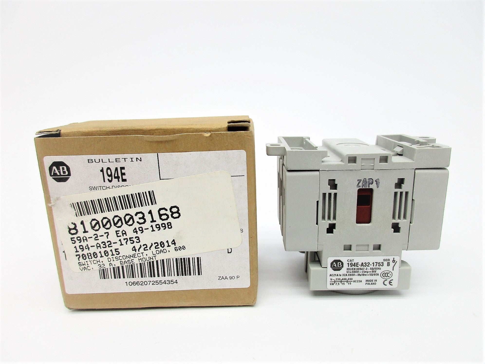 INDUSTRIAL SPARE PART 194E-A32-1753 SER. B 690V 32A (BR/WH) NSMP