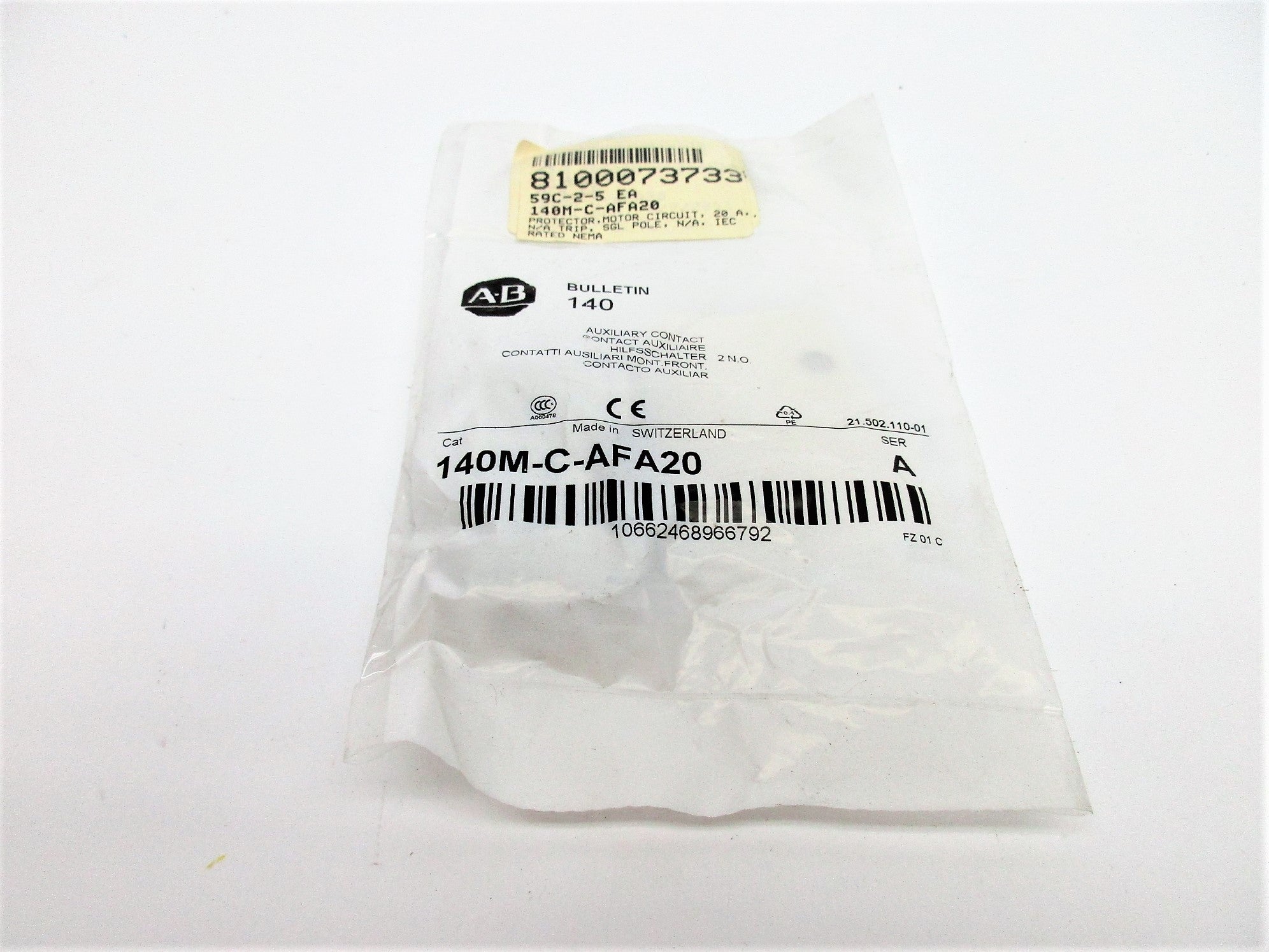 ALLEN BRADLEY 140M-C-AFA20 SER. A 240VAC 5A NSMP