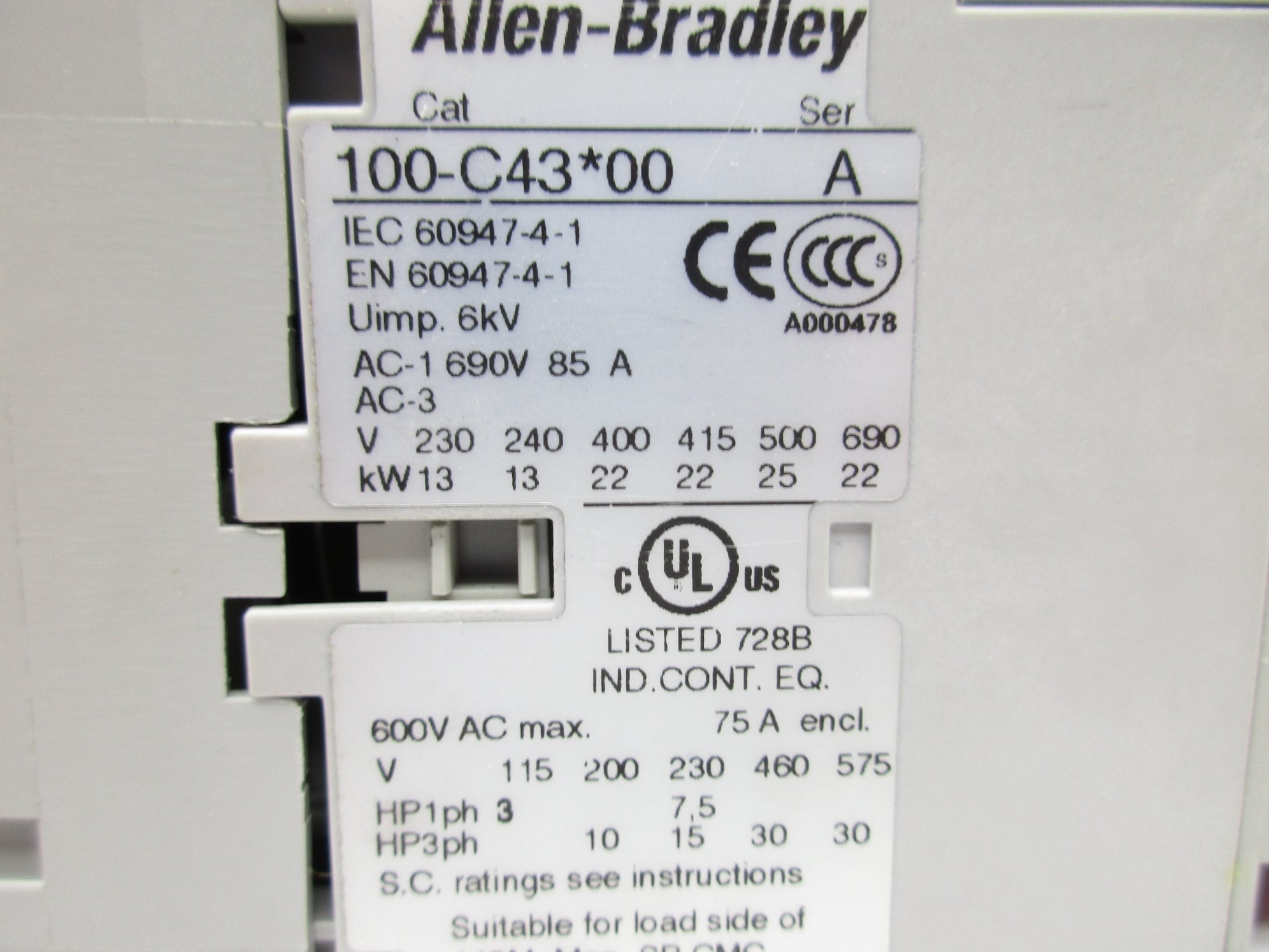 ALLEN BRADLEY 100S-C43D14C SER. A 110/120V NSNP