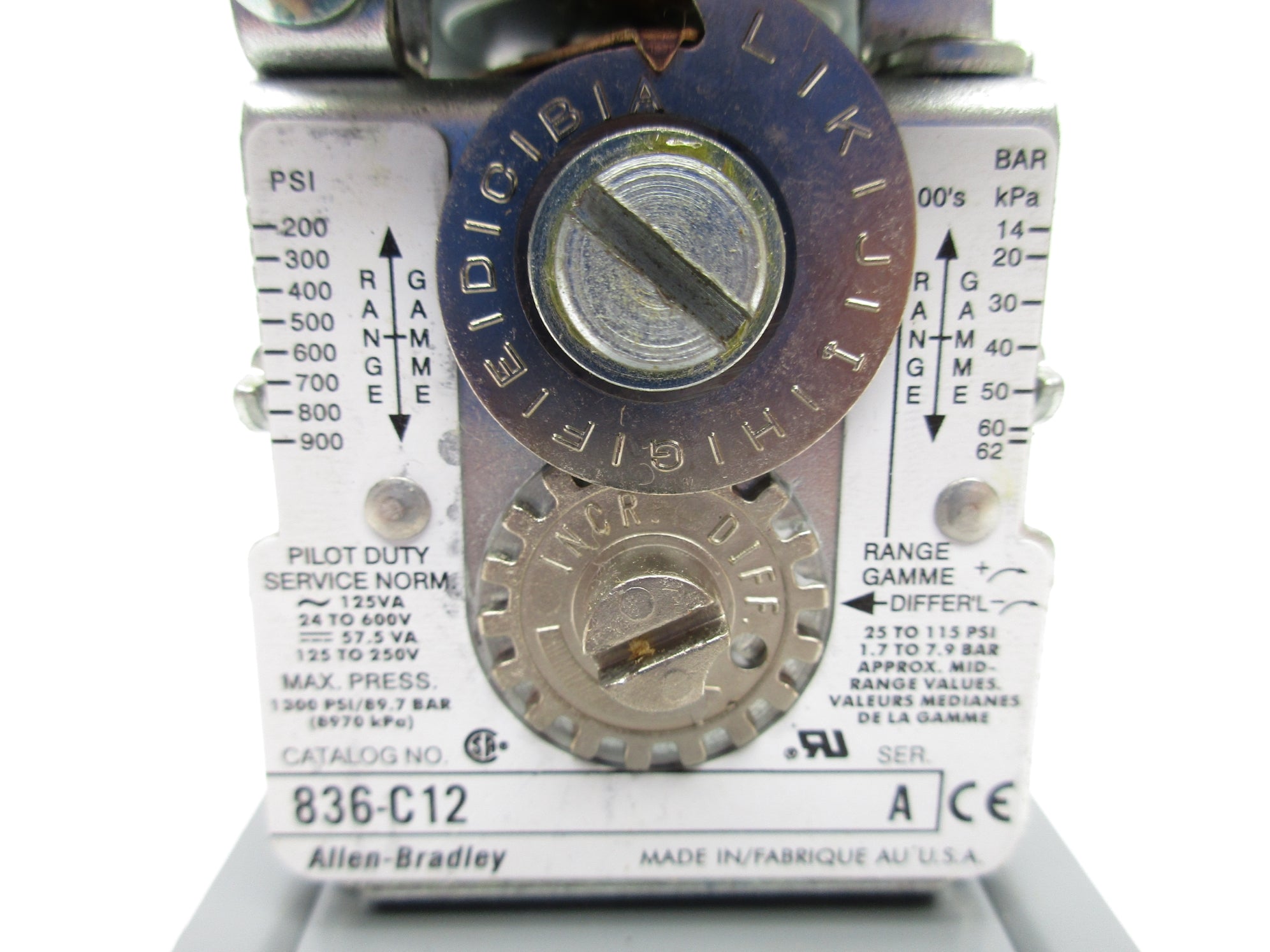 ALLEN BRADLEY 836-C12 SER. A  24-600V 1300PSI NSNP