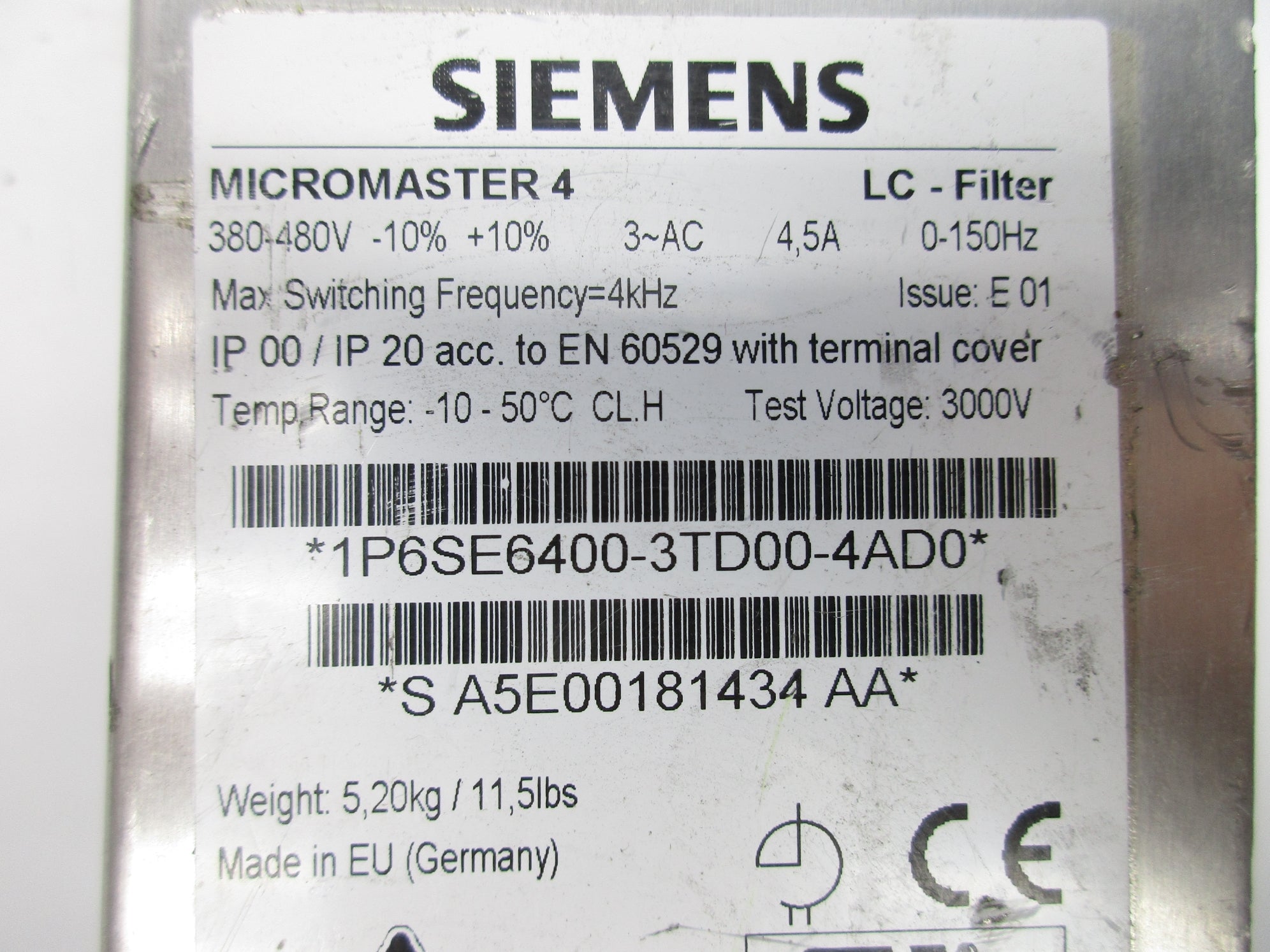 SIEMENS 6SE6400-3TD00-4AD0 UNMP