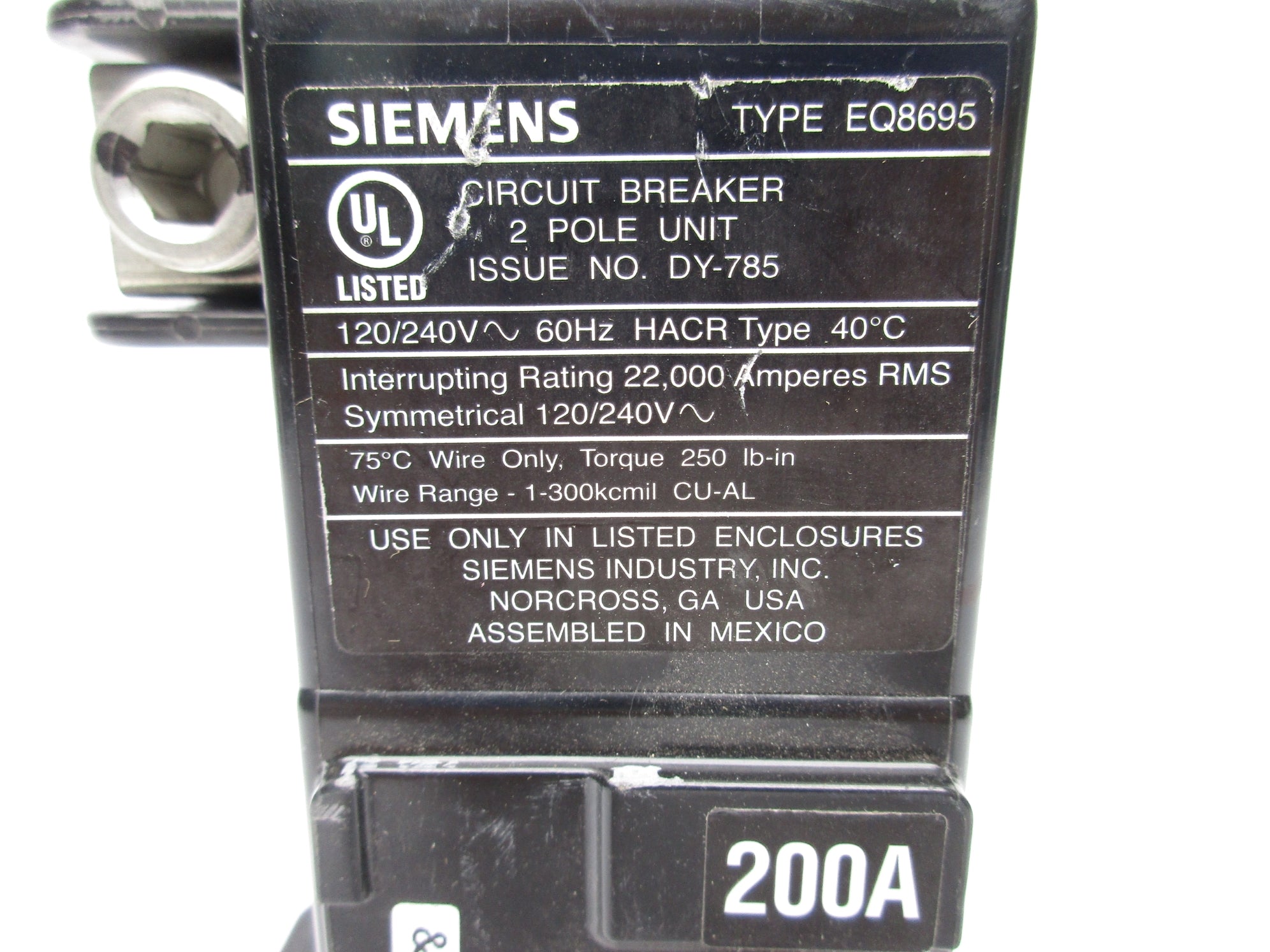 SIEMENS EQ8695 200A 120/240V UNMP