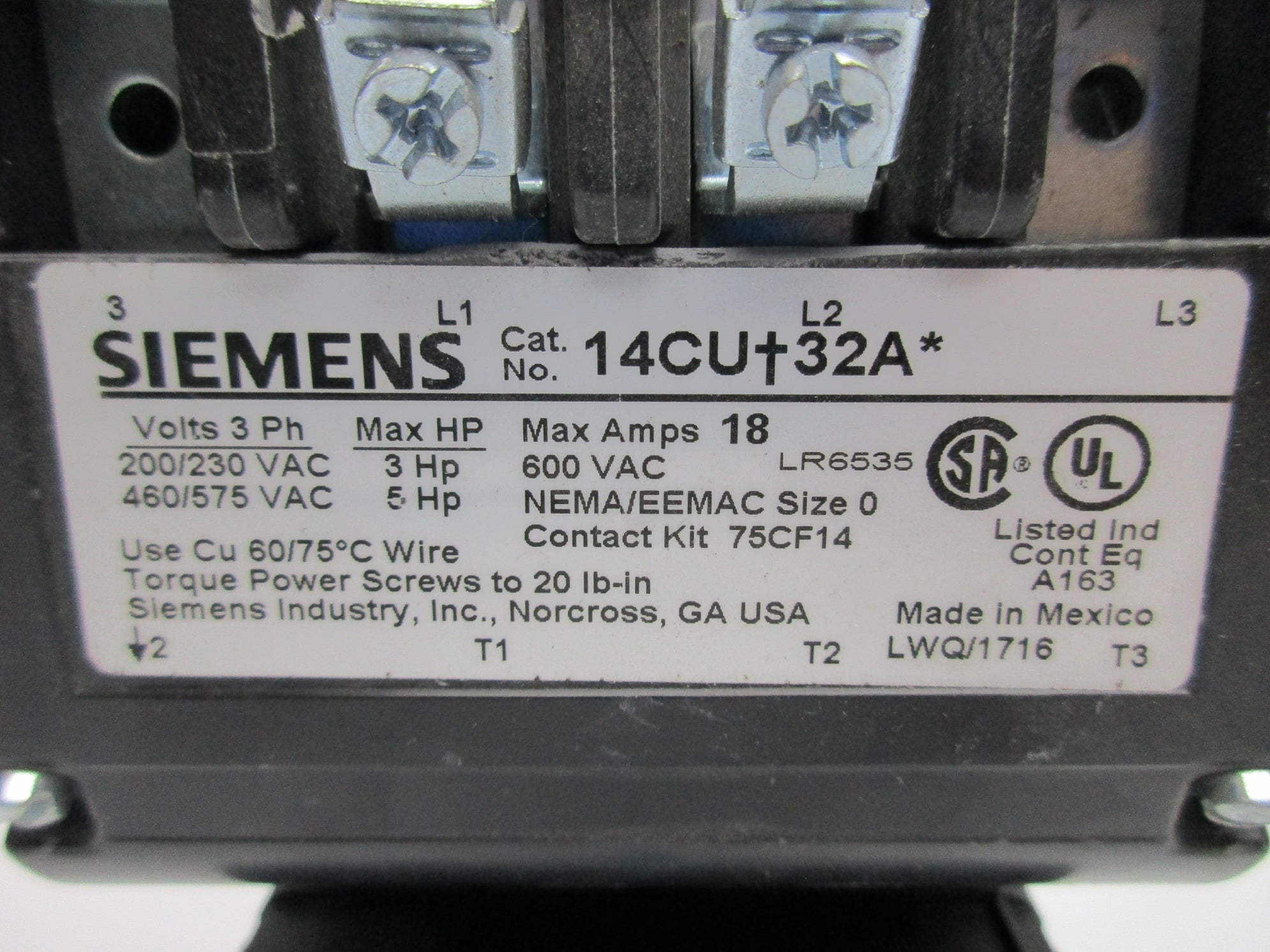 SIEMENS 14CU+32A 3UB8113-4BB2 75D73070F  (AS PICTURED) UNMP