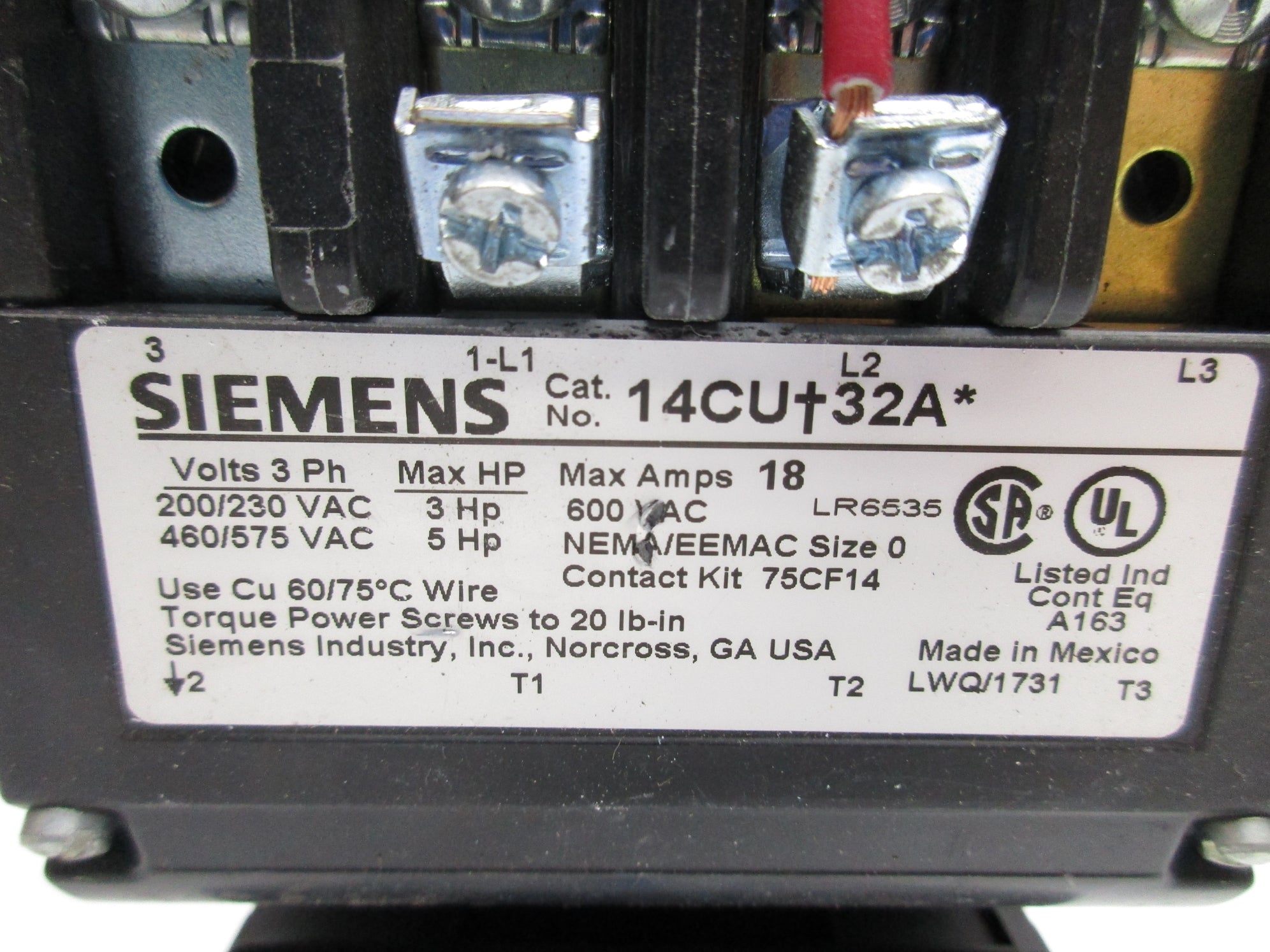 SIEMENS 14CU+32A 3UB8123-4DW2 75D73070A (AS PICTURED) UNMP